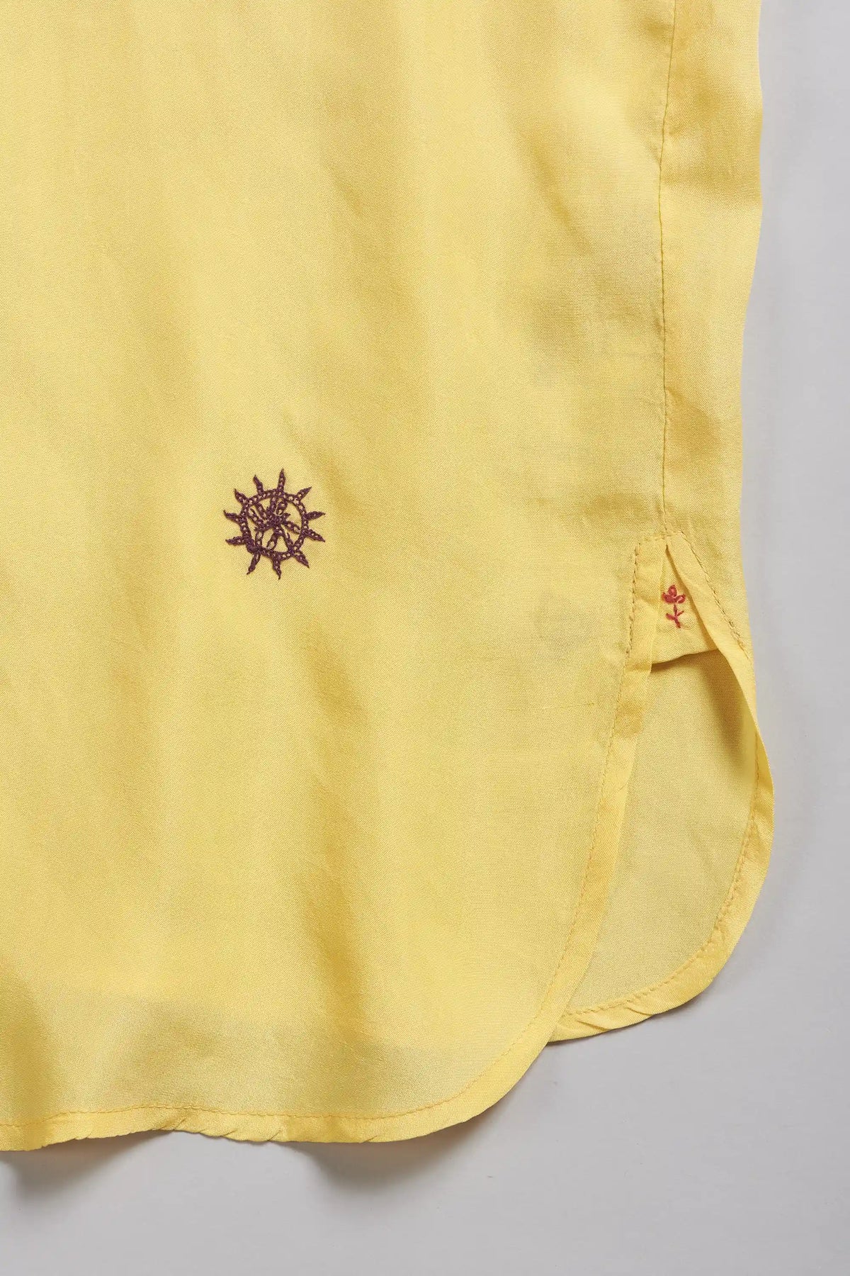 Relaxed Fit Shirt Embroidered Dyed in Bright Yellow