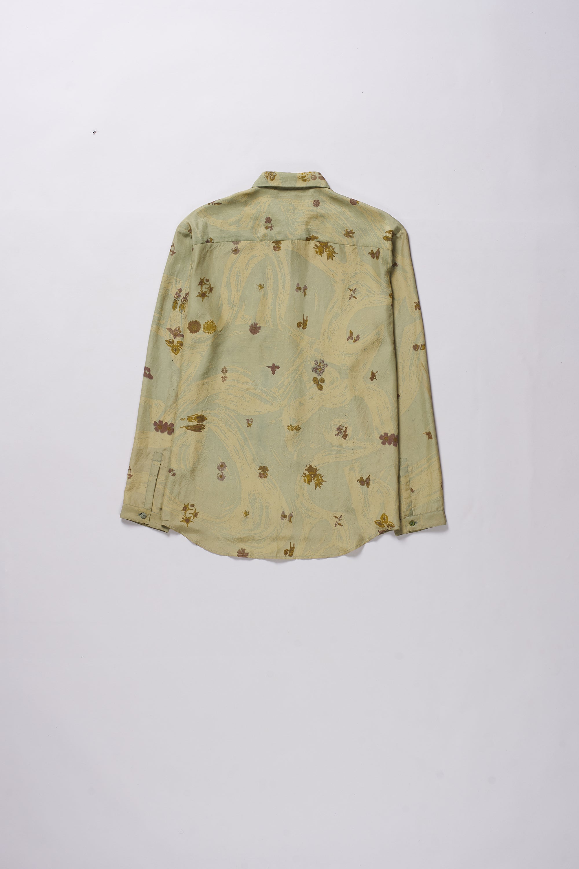 AQUA BLUE SCREEN PRINTED SILK SHIRT