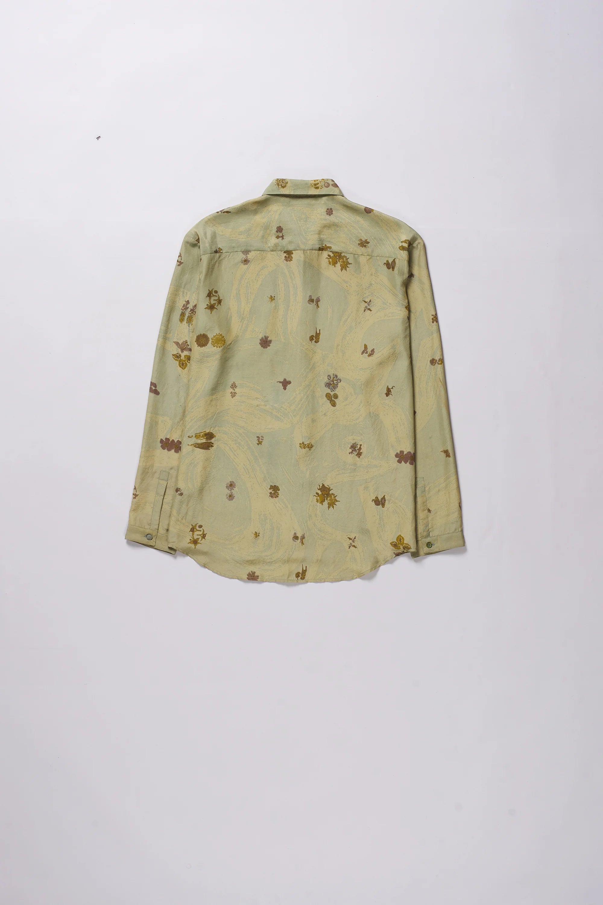 Ocean Blue Screen Printed Silk Shirt