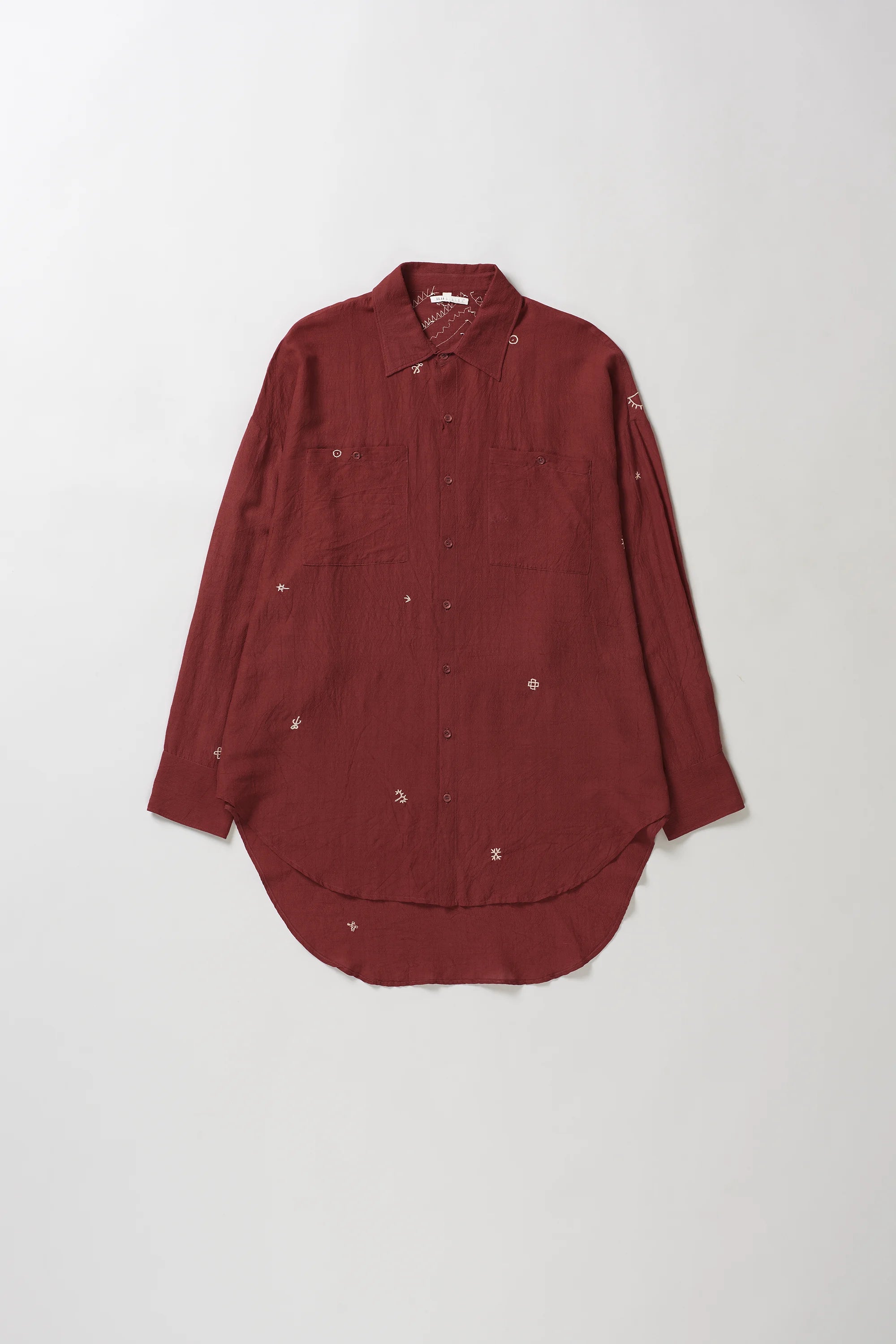Crimson Pink Hand Embroidered Shirt