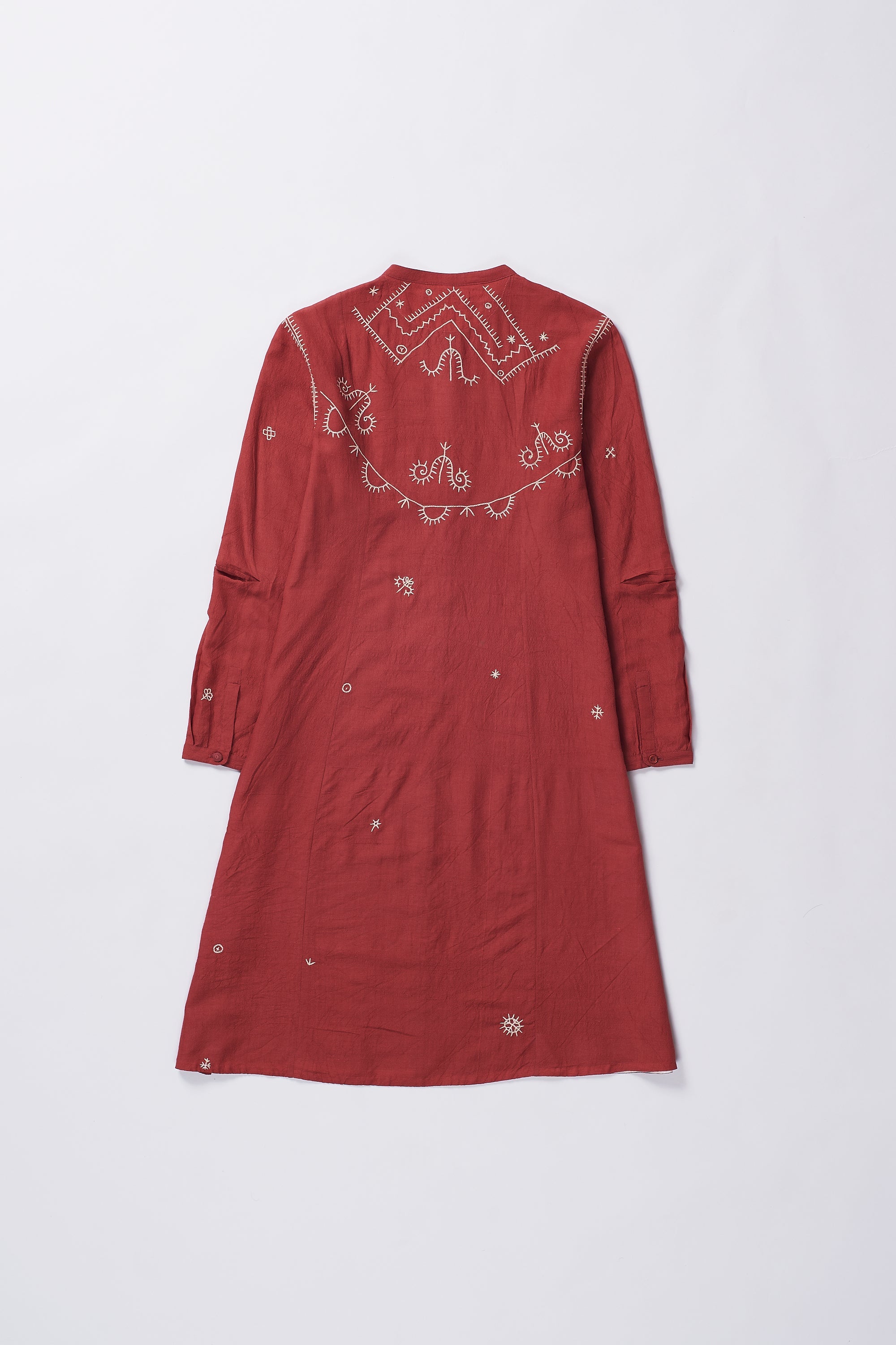 CRIMSON PINK HAND EMBROIDERED DRESS