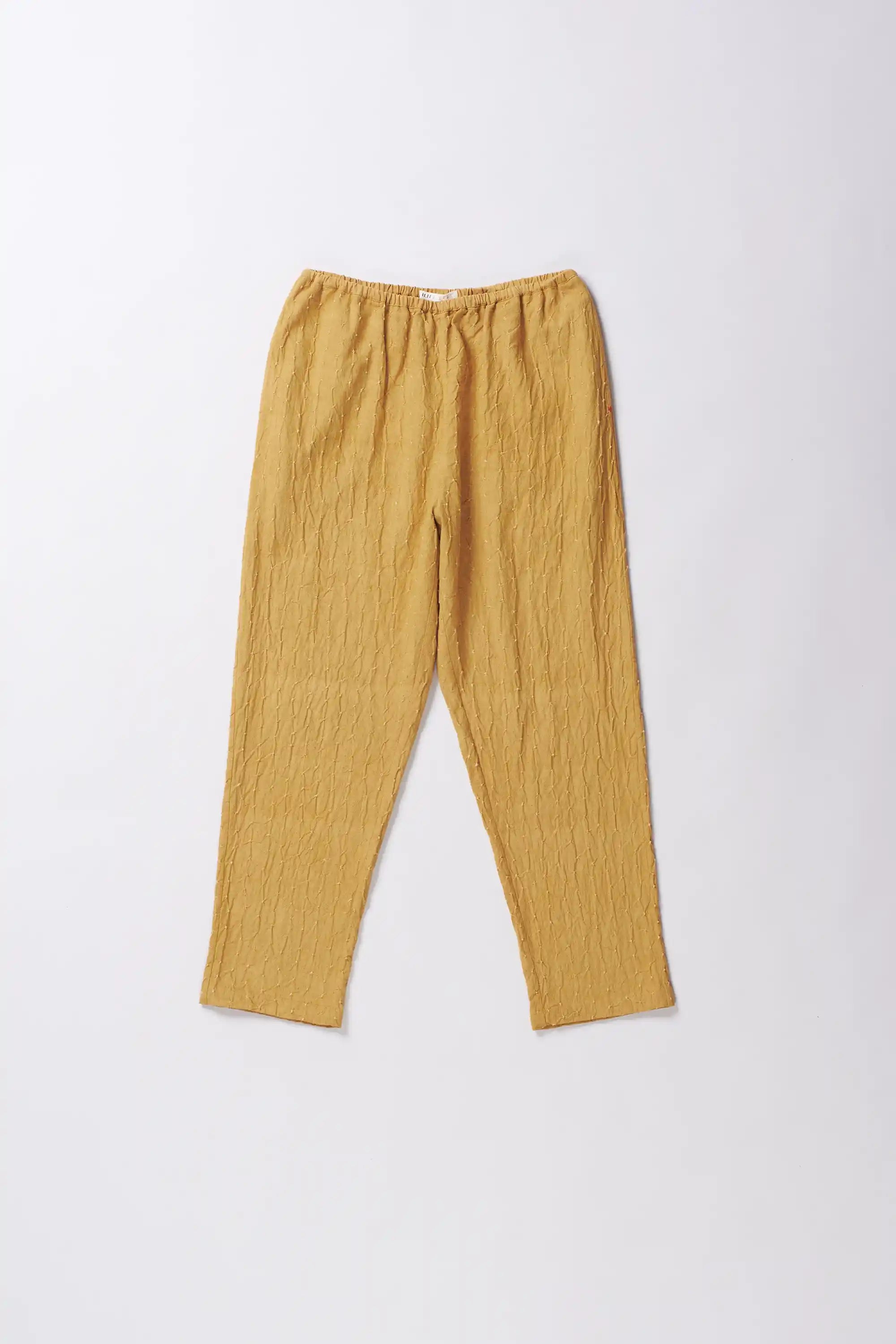 Elasticated Waist Cotton Pant in Mustard Yellow