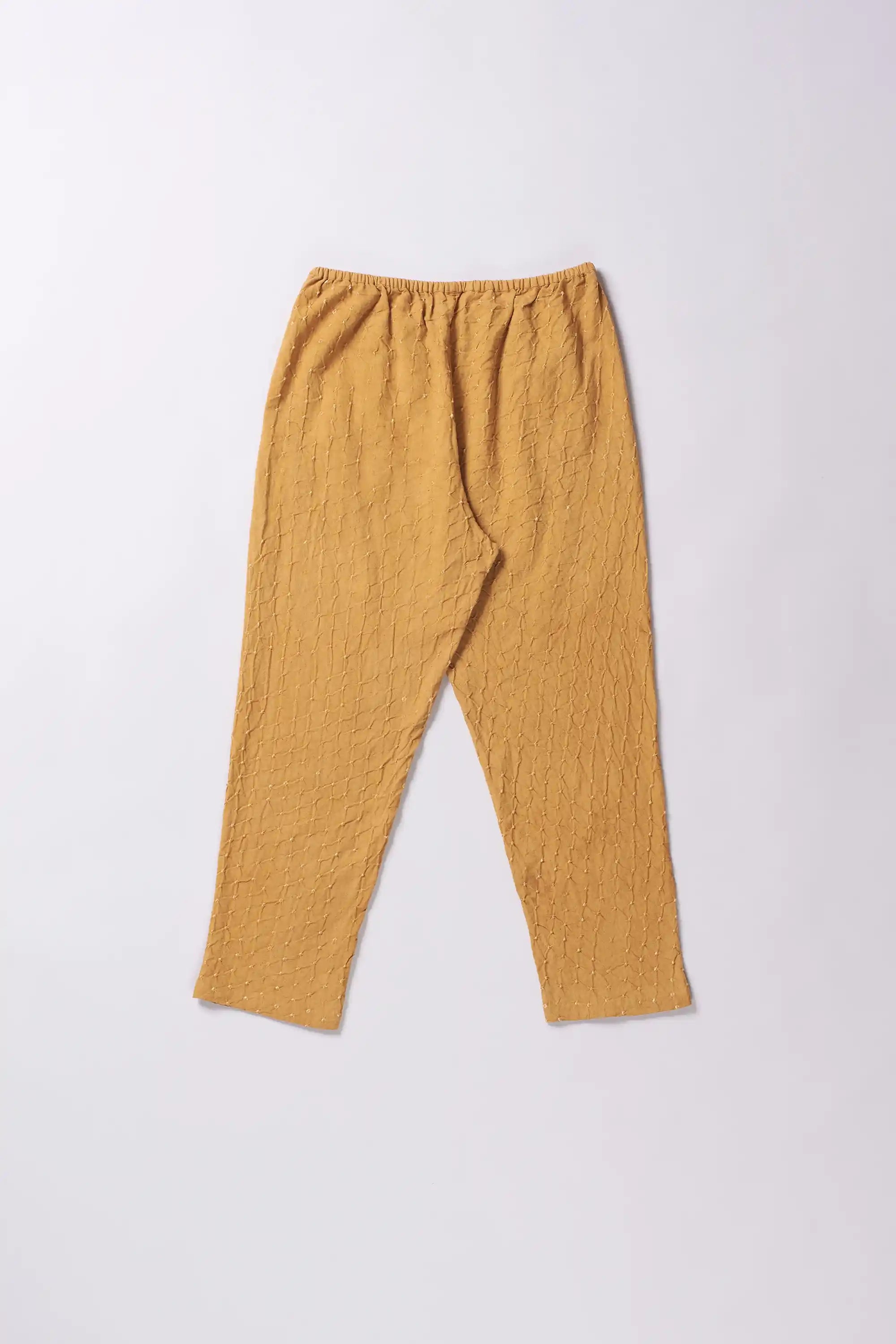 Elasticated Waist Cotton Pant in Mustard Yellow