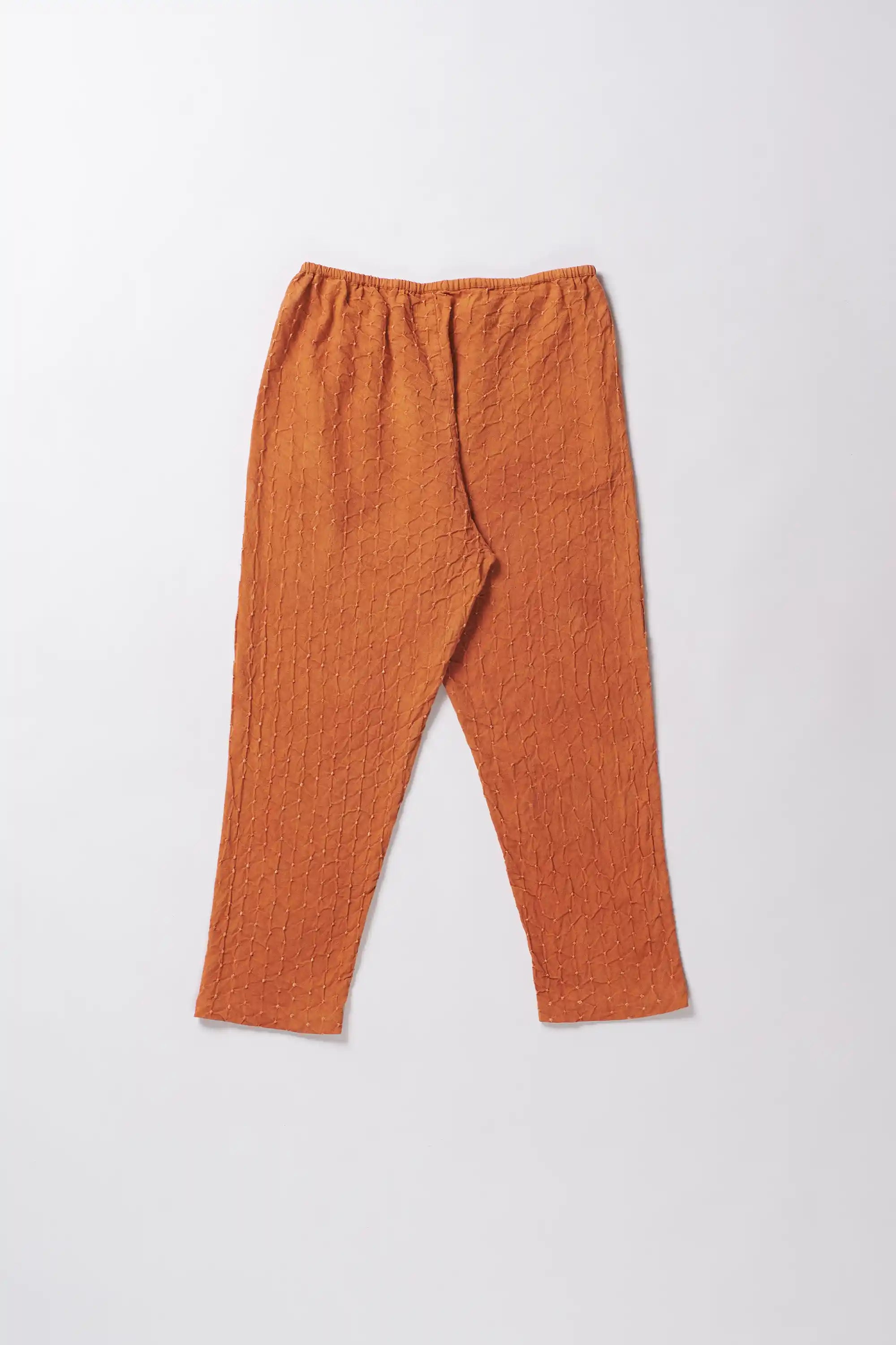 Elasticated Waist Cotton Pant in Sunset Orange