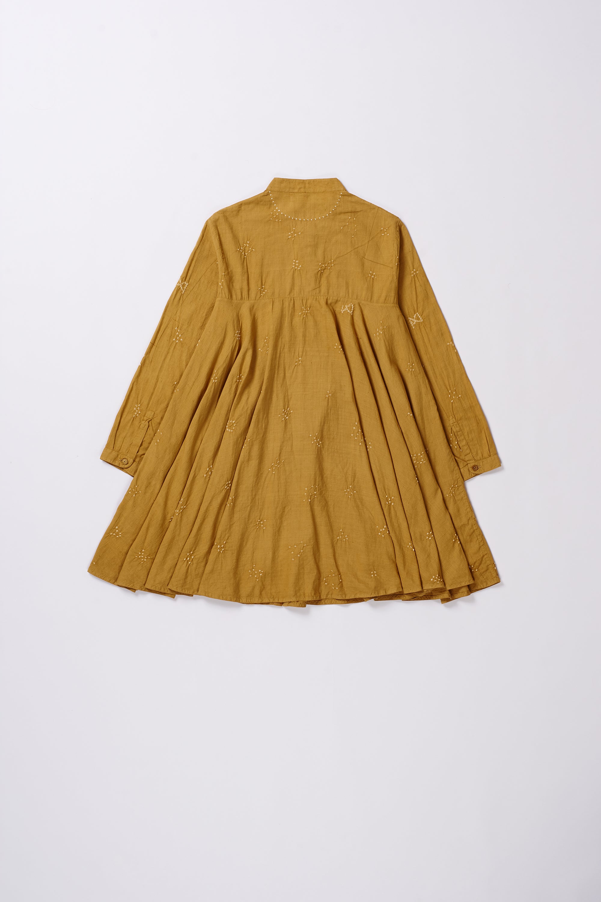 Bandhani Cotton Dress in Mustard Yellow