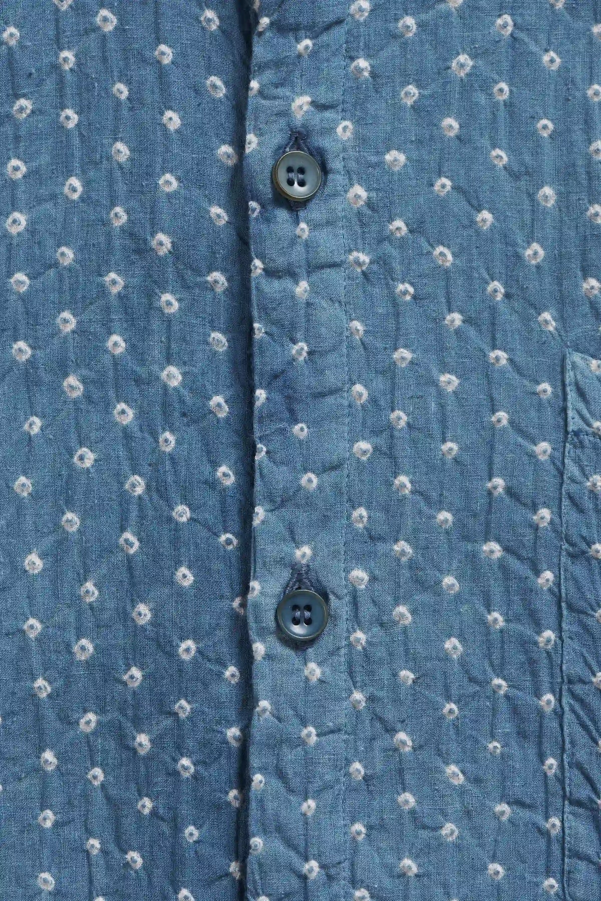 Mul Cotton Bandhani Shirt in Medium Indigo
