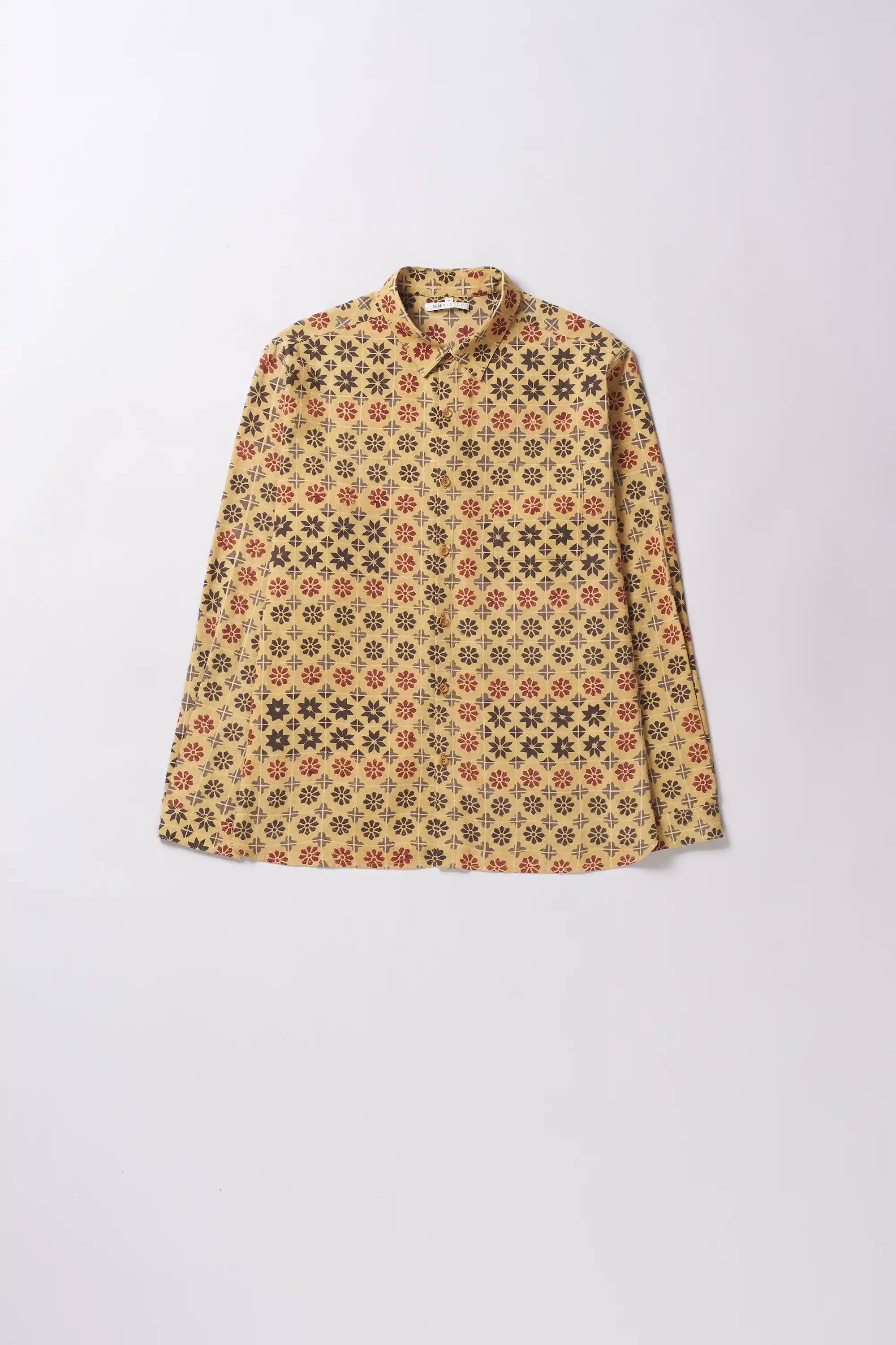 Multi-Colour Block Print Cotton Shirt