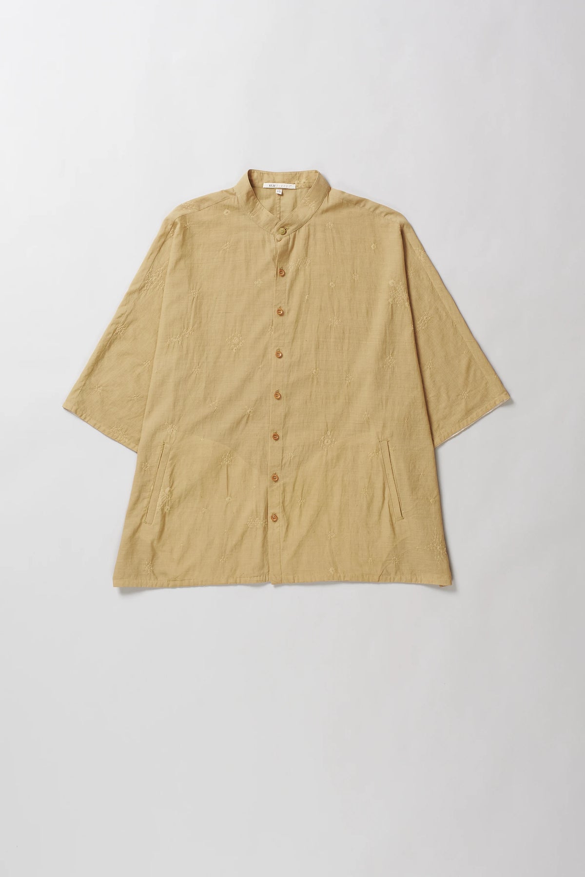 Cotton Bandhani Shirt in Ochre Yellow