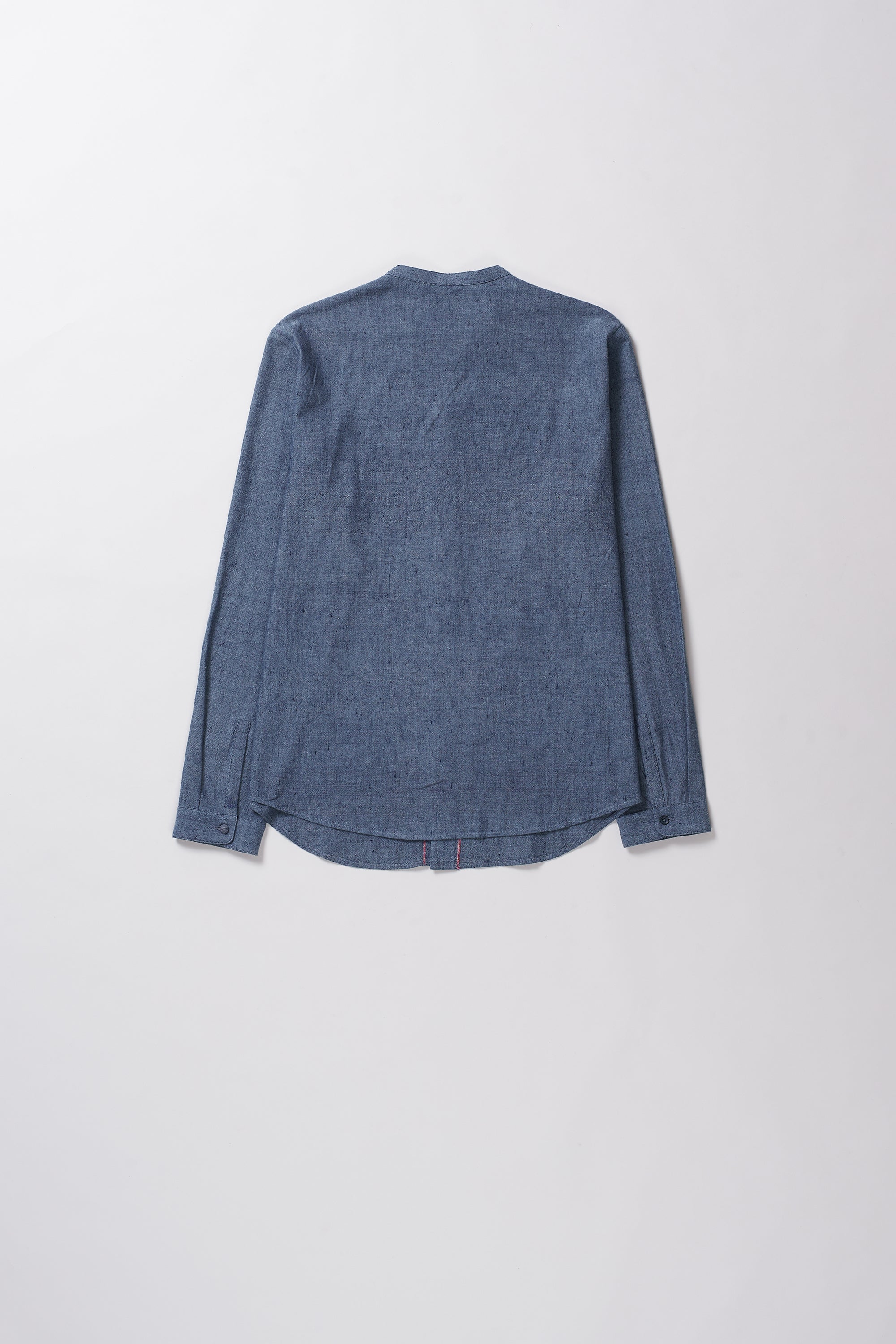 Band Collar Chambray Shirt in Medium Indigo