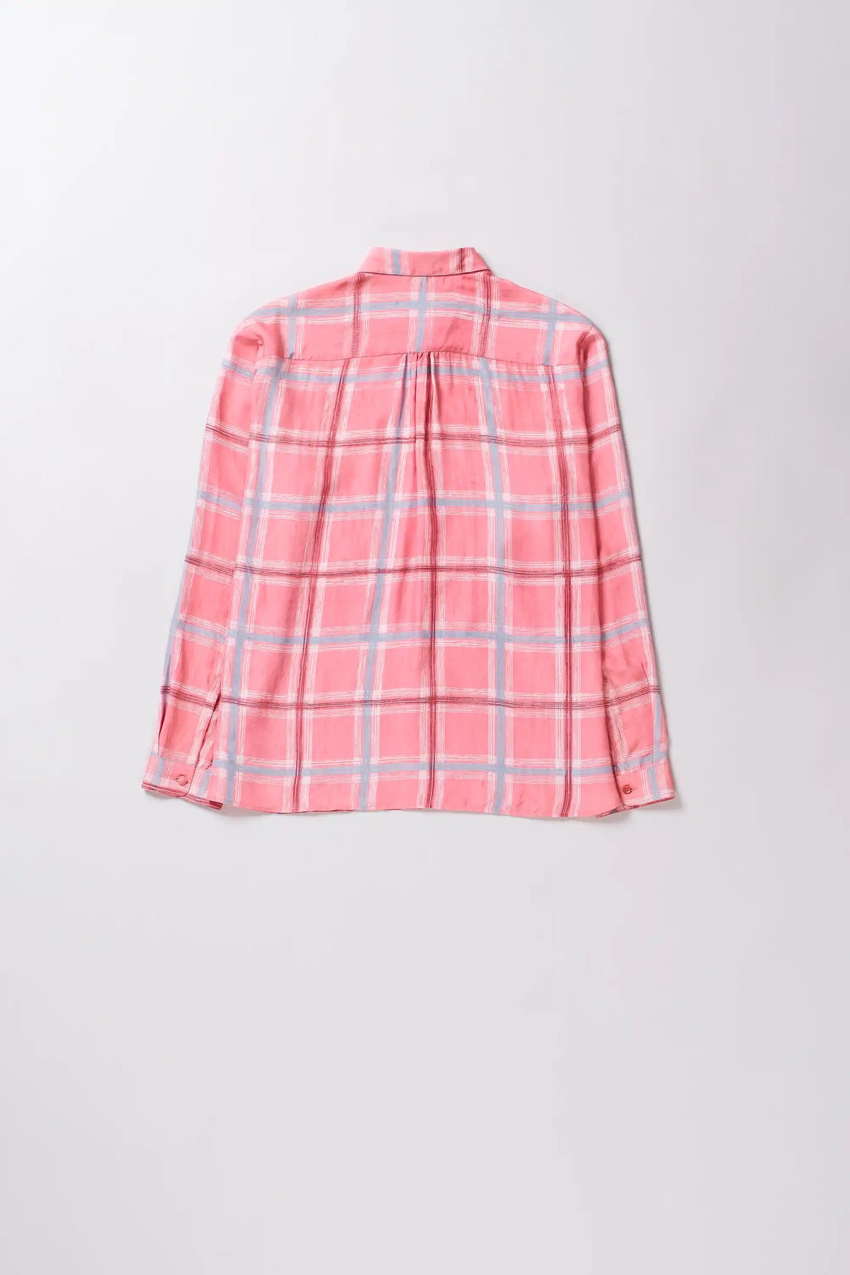 Checked Silk Shirt in Chalk Pink