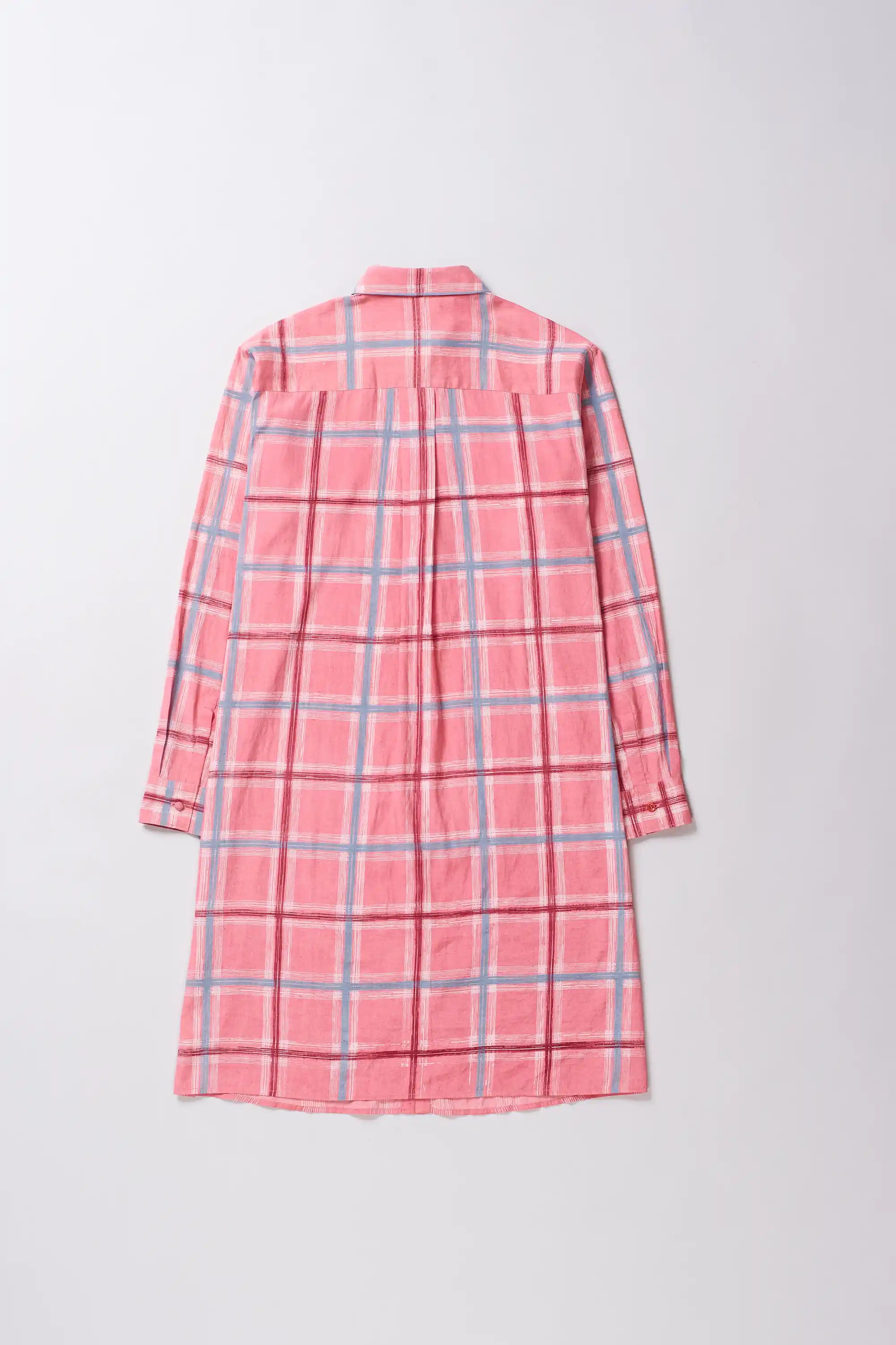 Chalk Pink Checked Shirt Dress