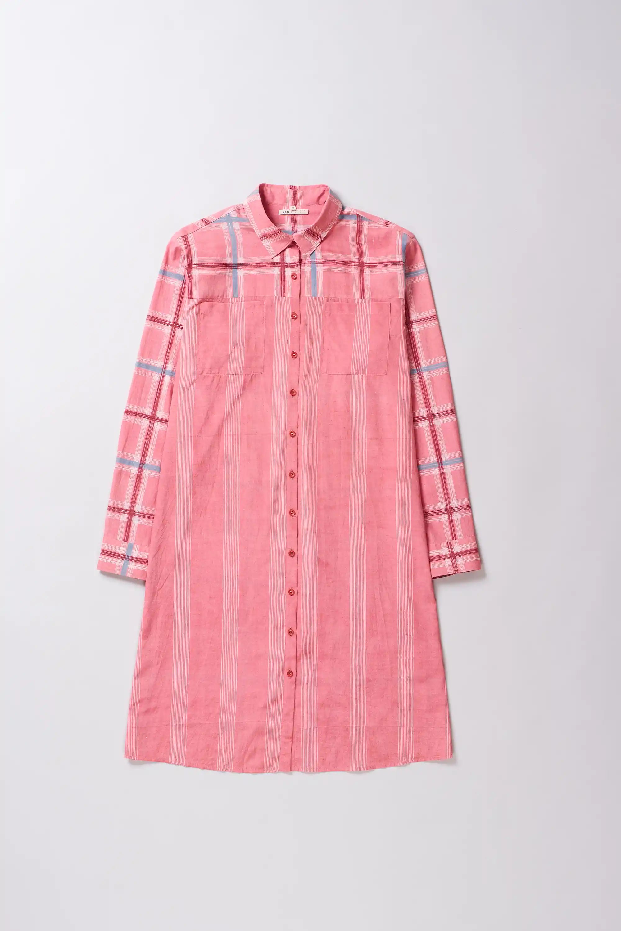 Chalk Pink Checked Shirt Dress