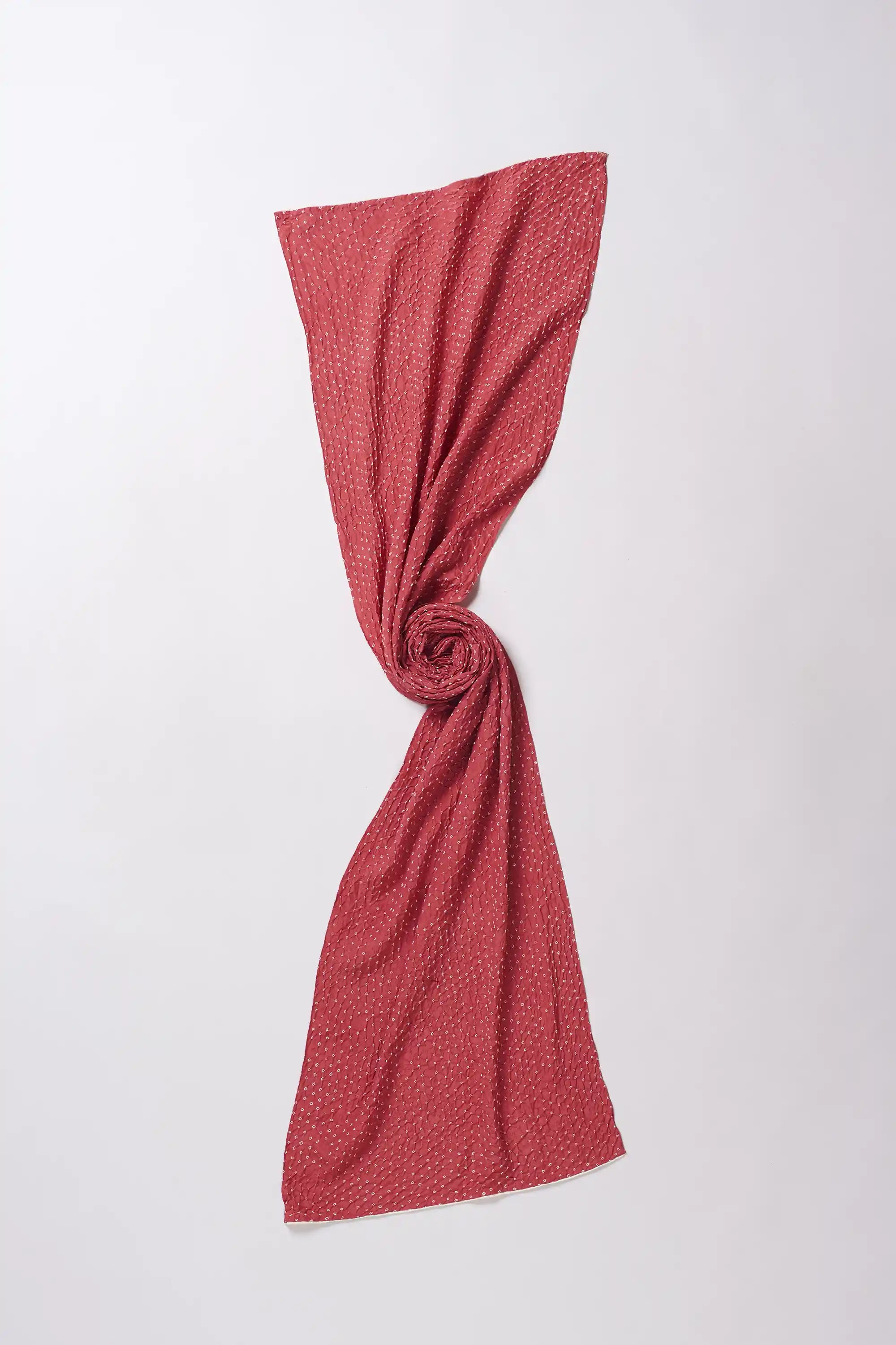 Pink Wood Bandhani Silk Women Scarf