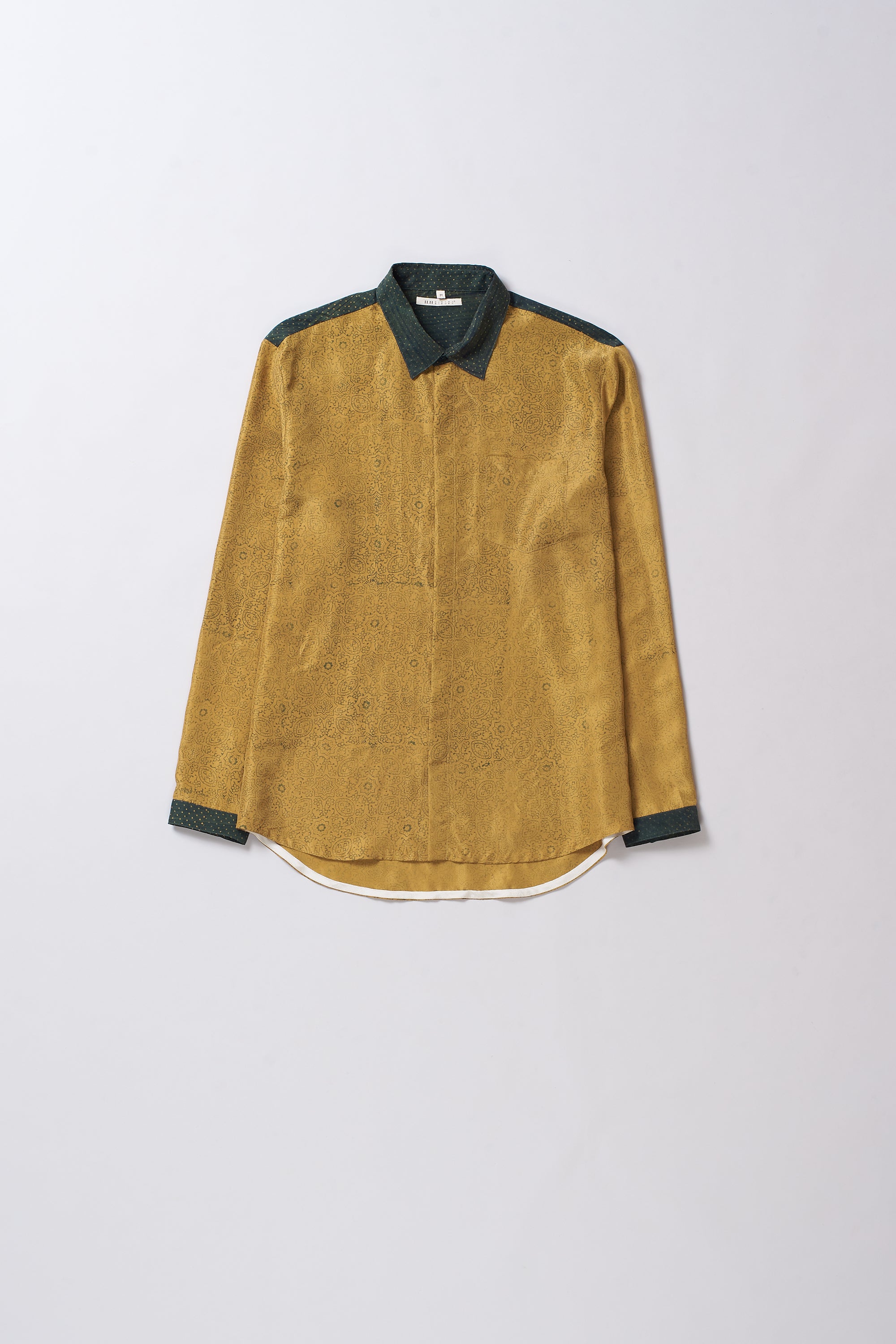 MUSTARD YELLOW SILK SHIRT