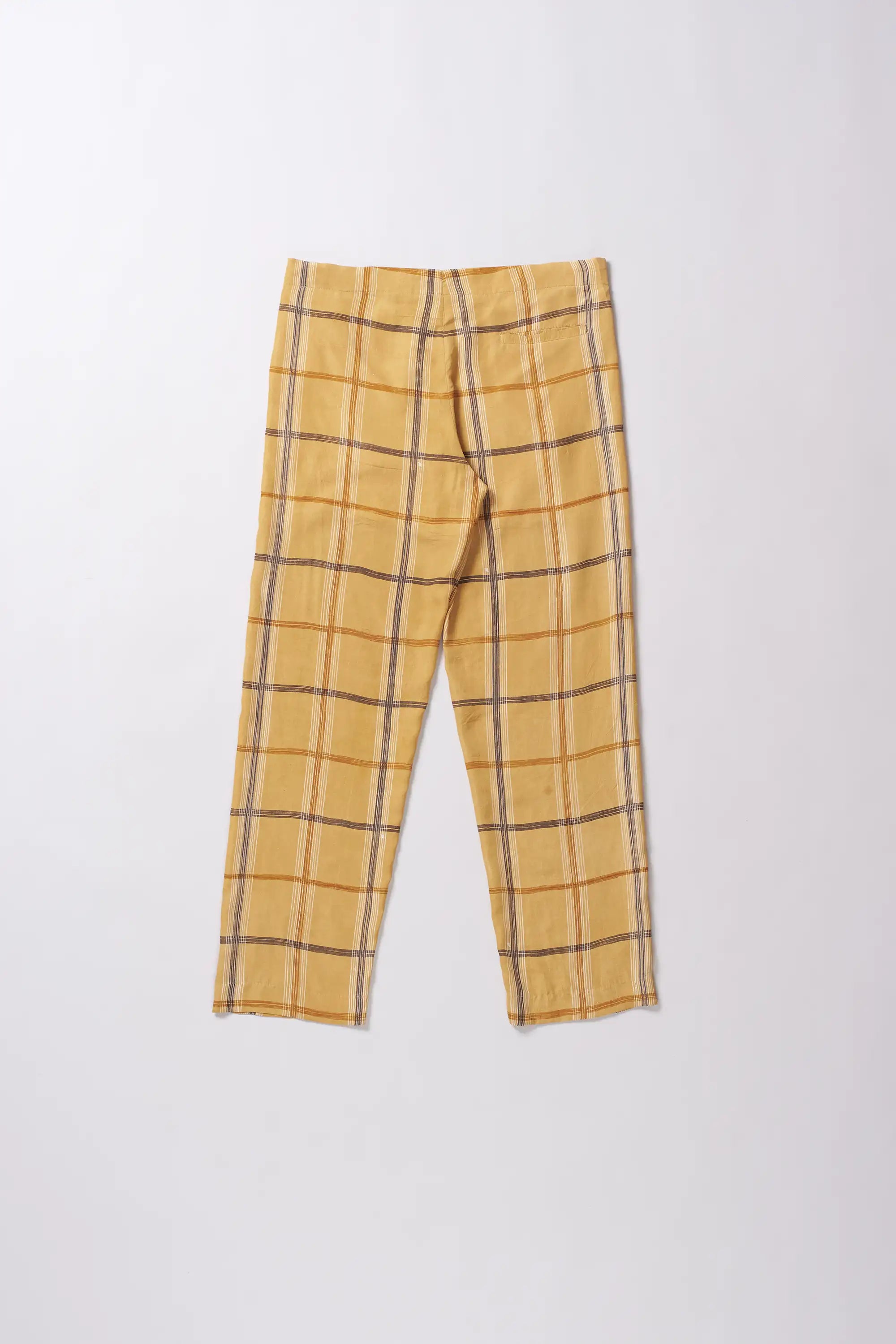 Mustard Yellow Checked Drawstring Unisex Pant