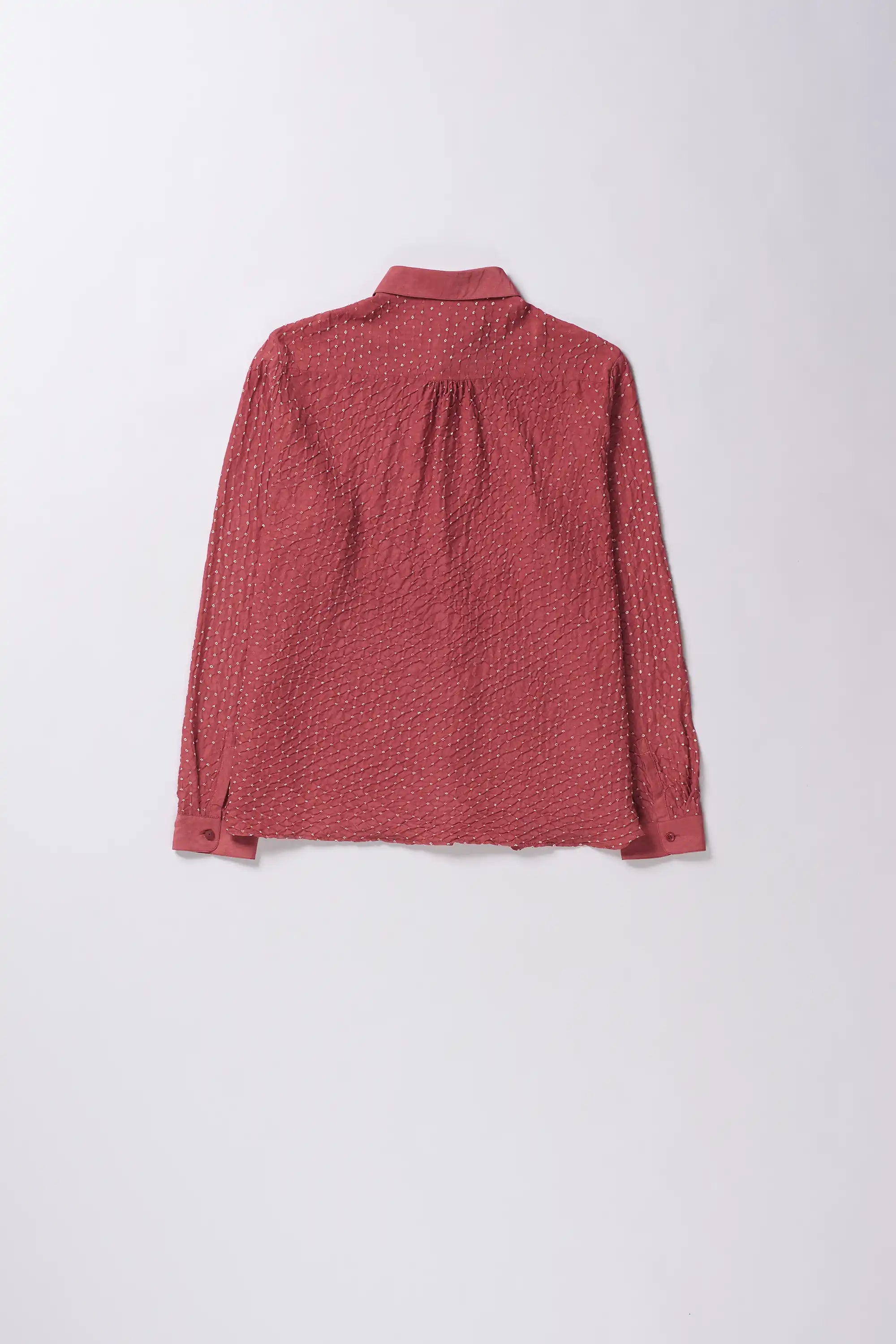 Crimson Pink Silk With Bandhani Unisex Shirt