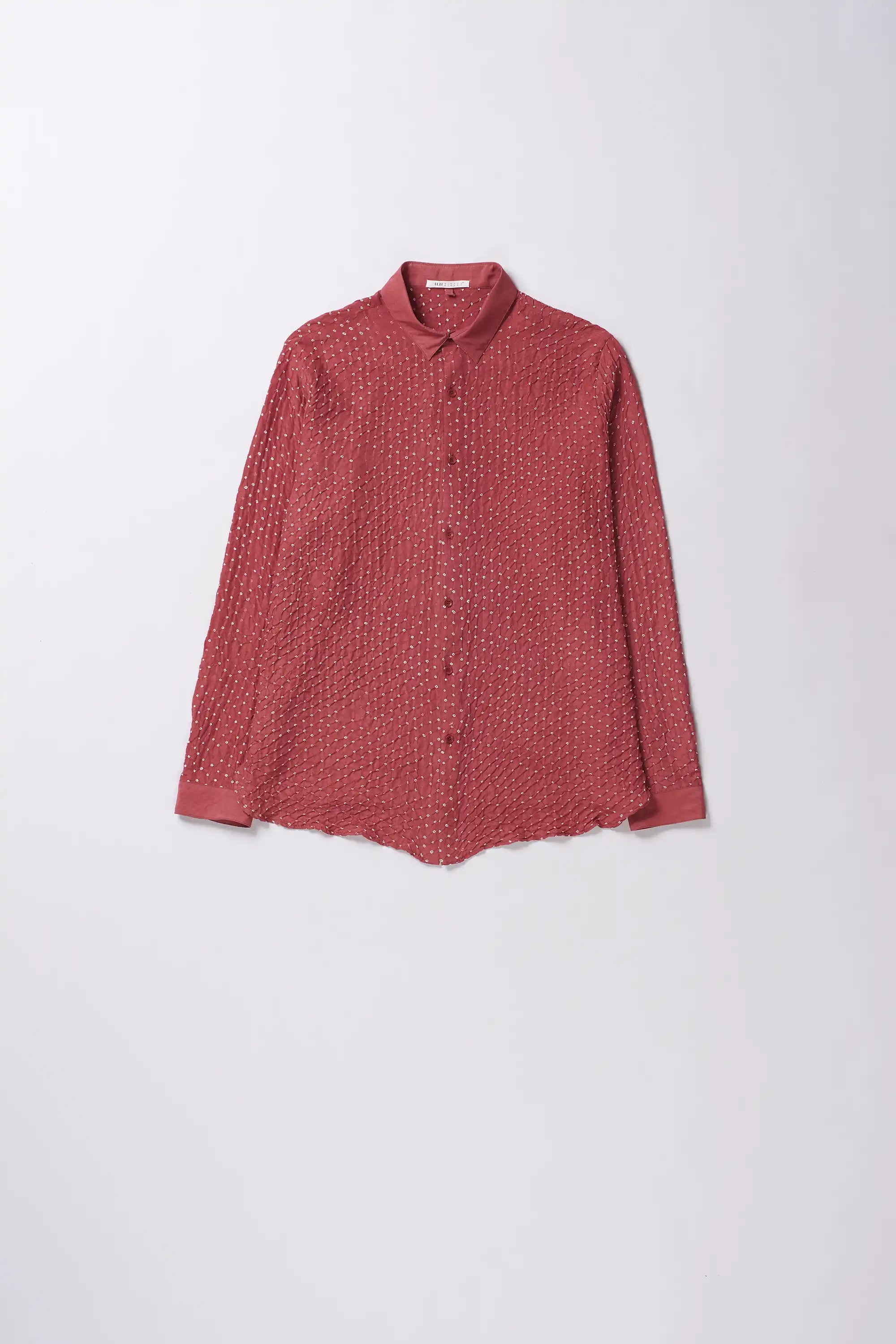 Crimson Pink Silk With Bandhani Unisex Shirt