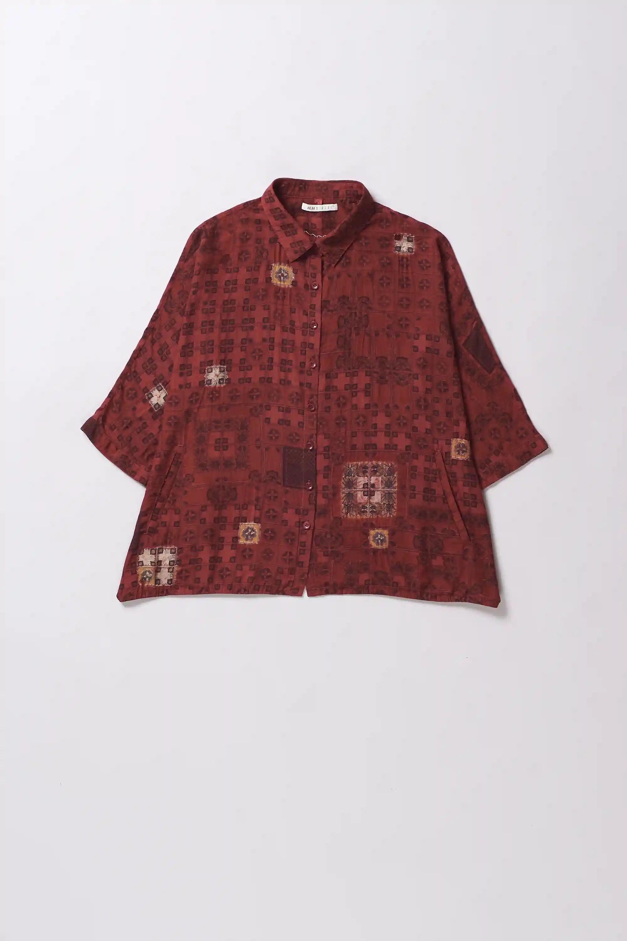 Chettinad Inspired Shirt in Red Colour