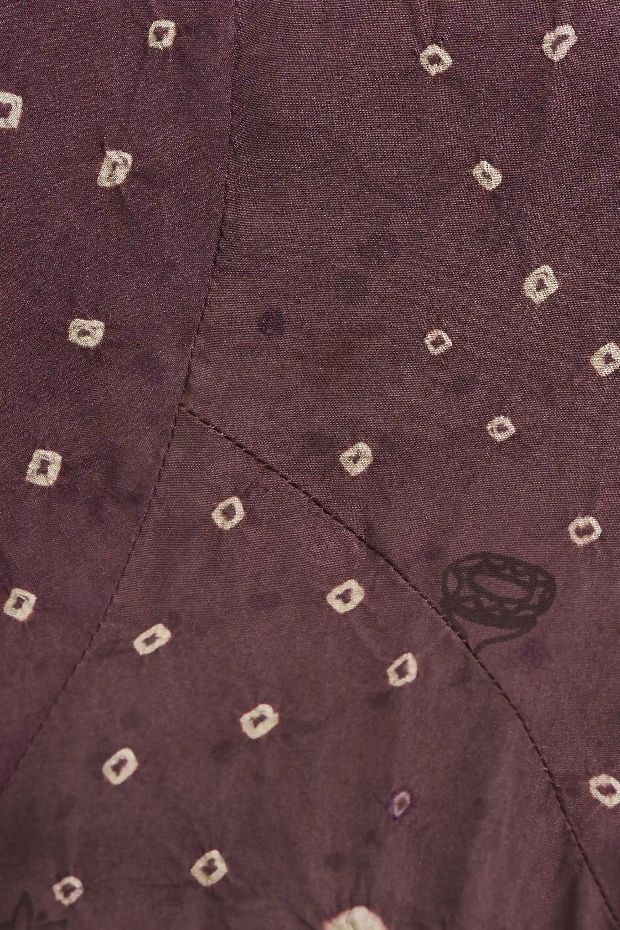 Hand Embroidered Silk Dress in Purple Red