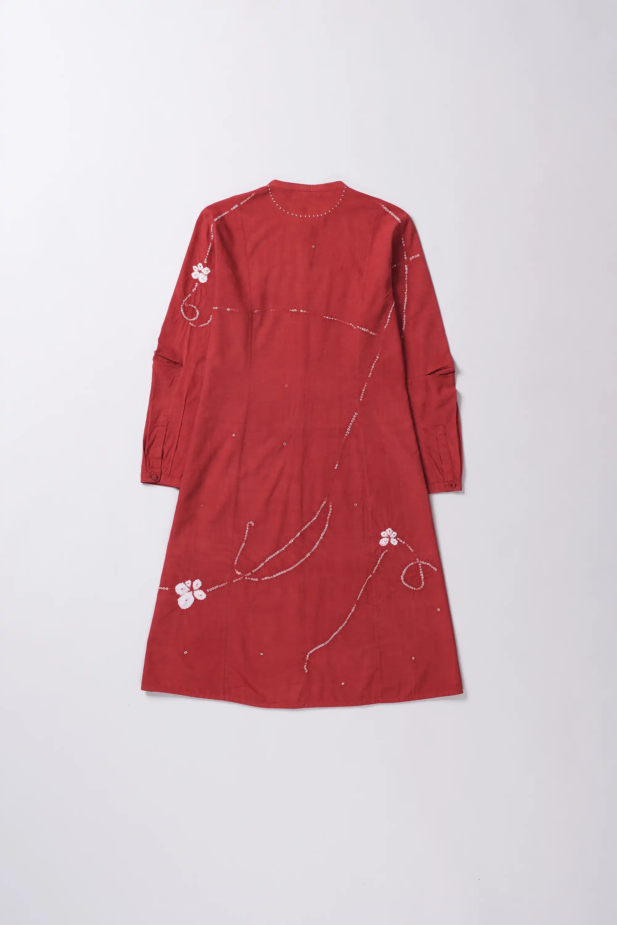 Bandhani Cotton Silk Blend Dress in Red