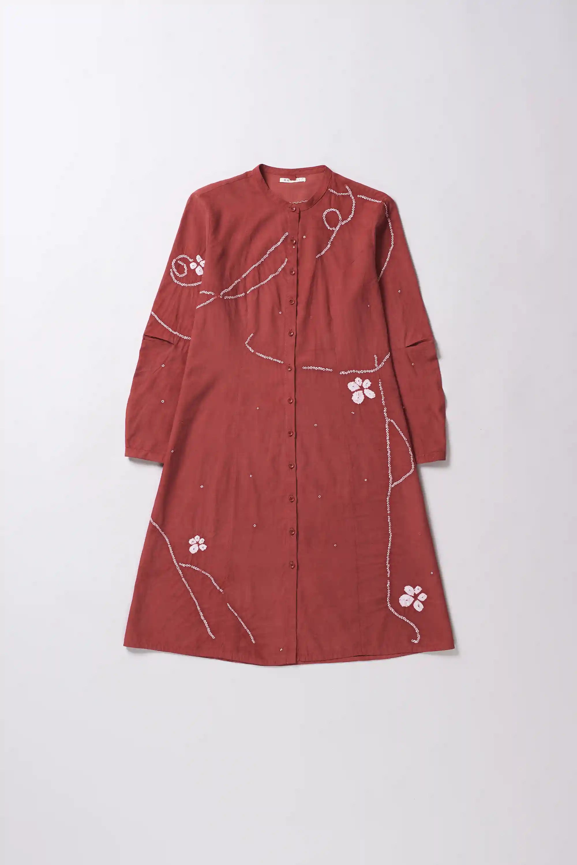 Bandhani Cotton Silk Blend Dress in Red