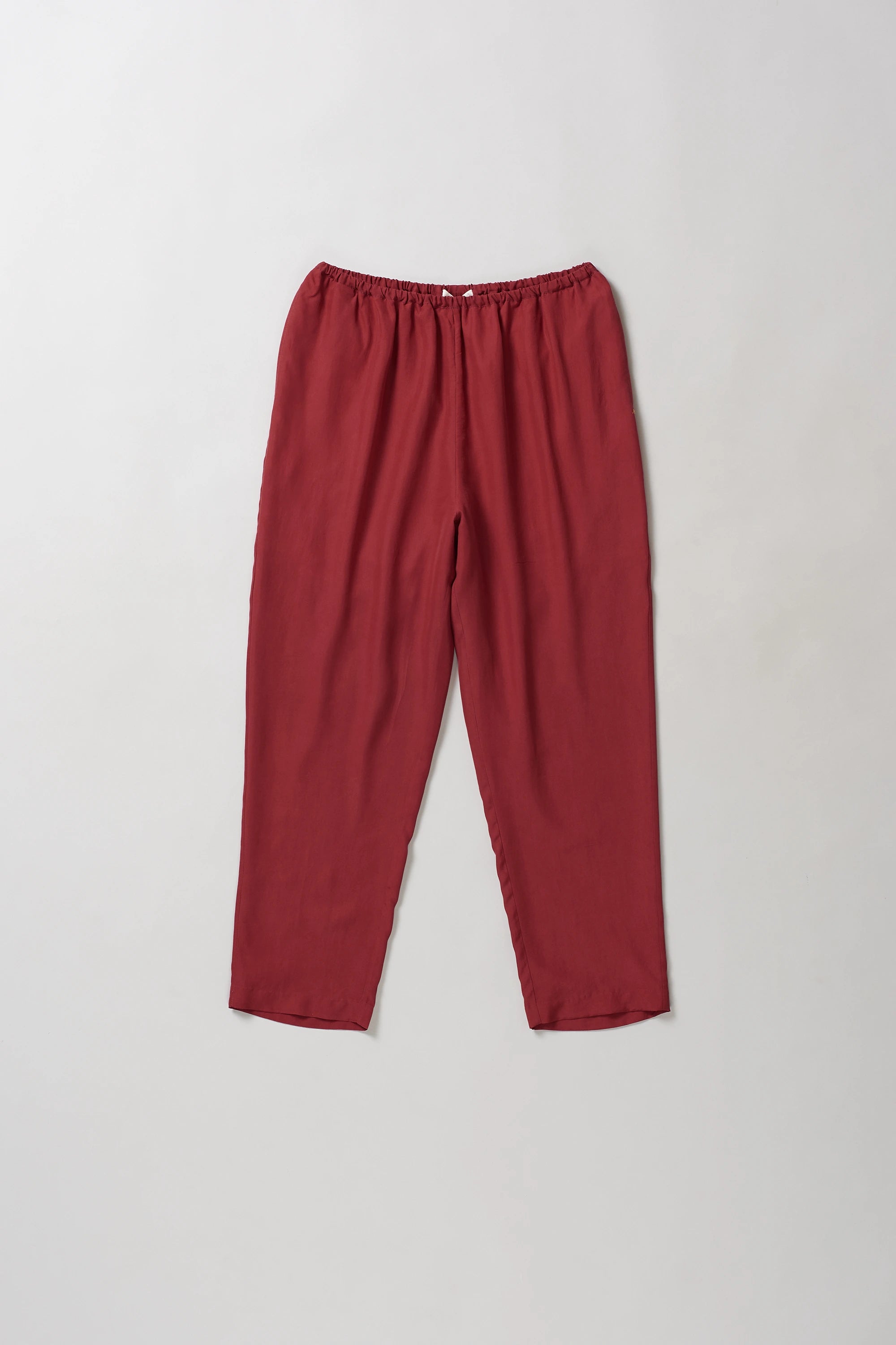 Silk Elastic Pants In Red Colour