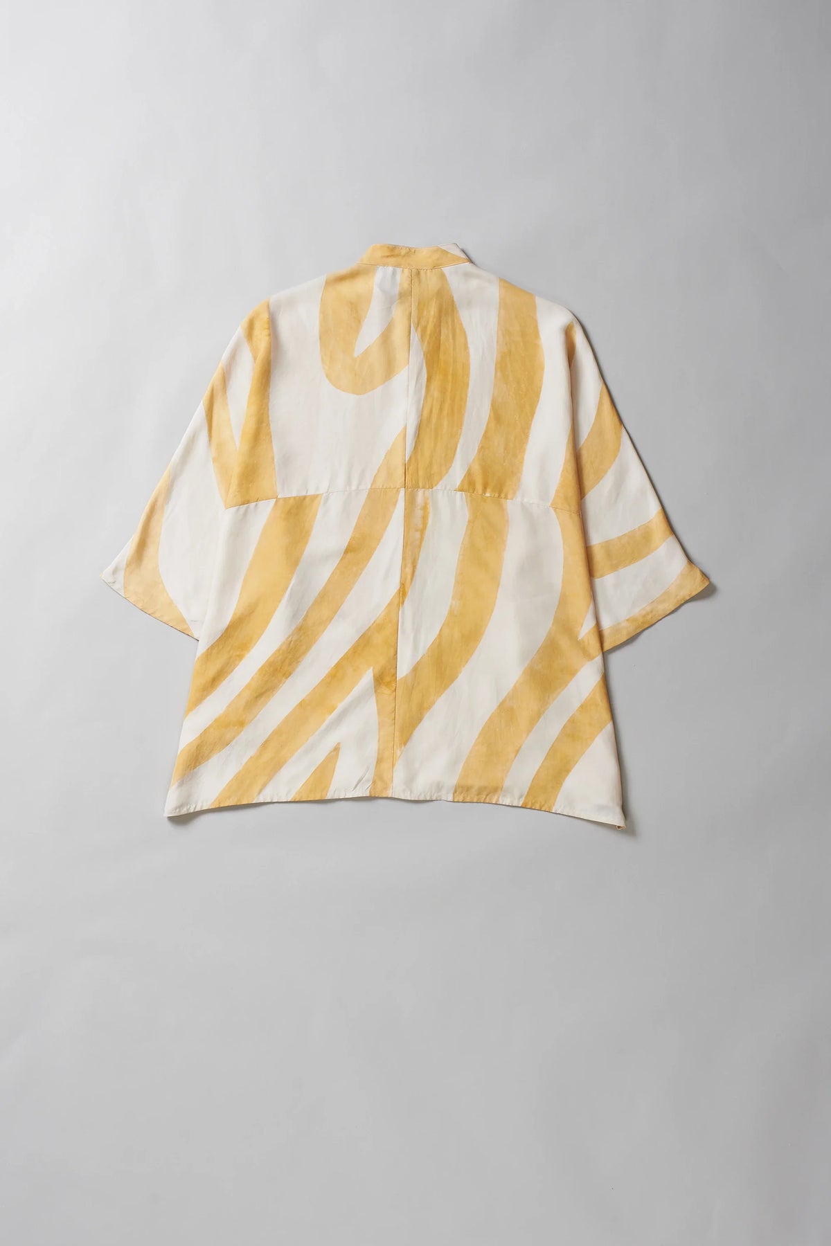 Kimono Inspired Silk Shirt in Mango yellow