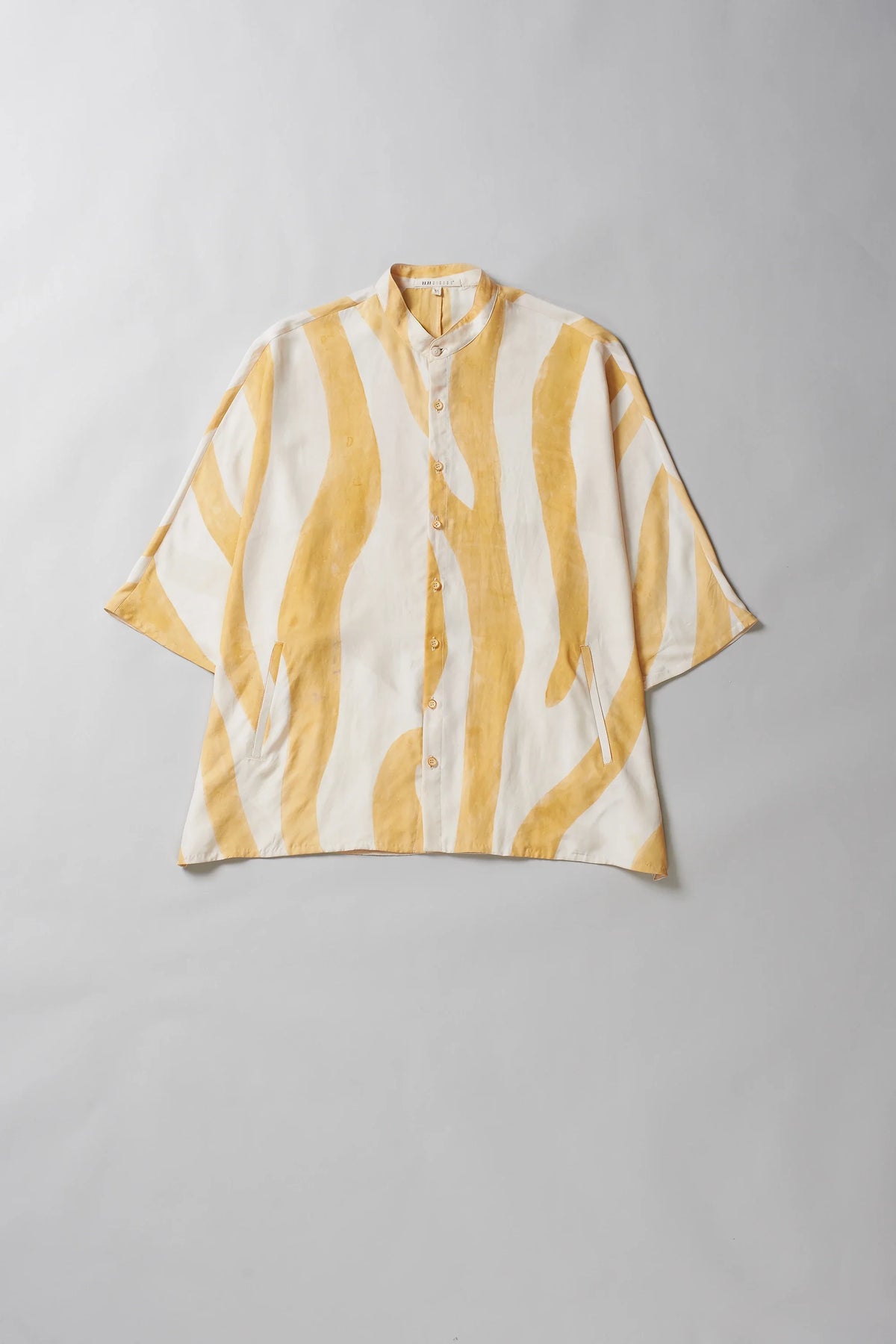 Kimono Inspired Silk Shirt in Mango yellow