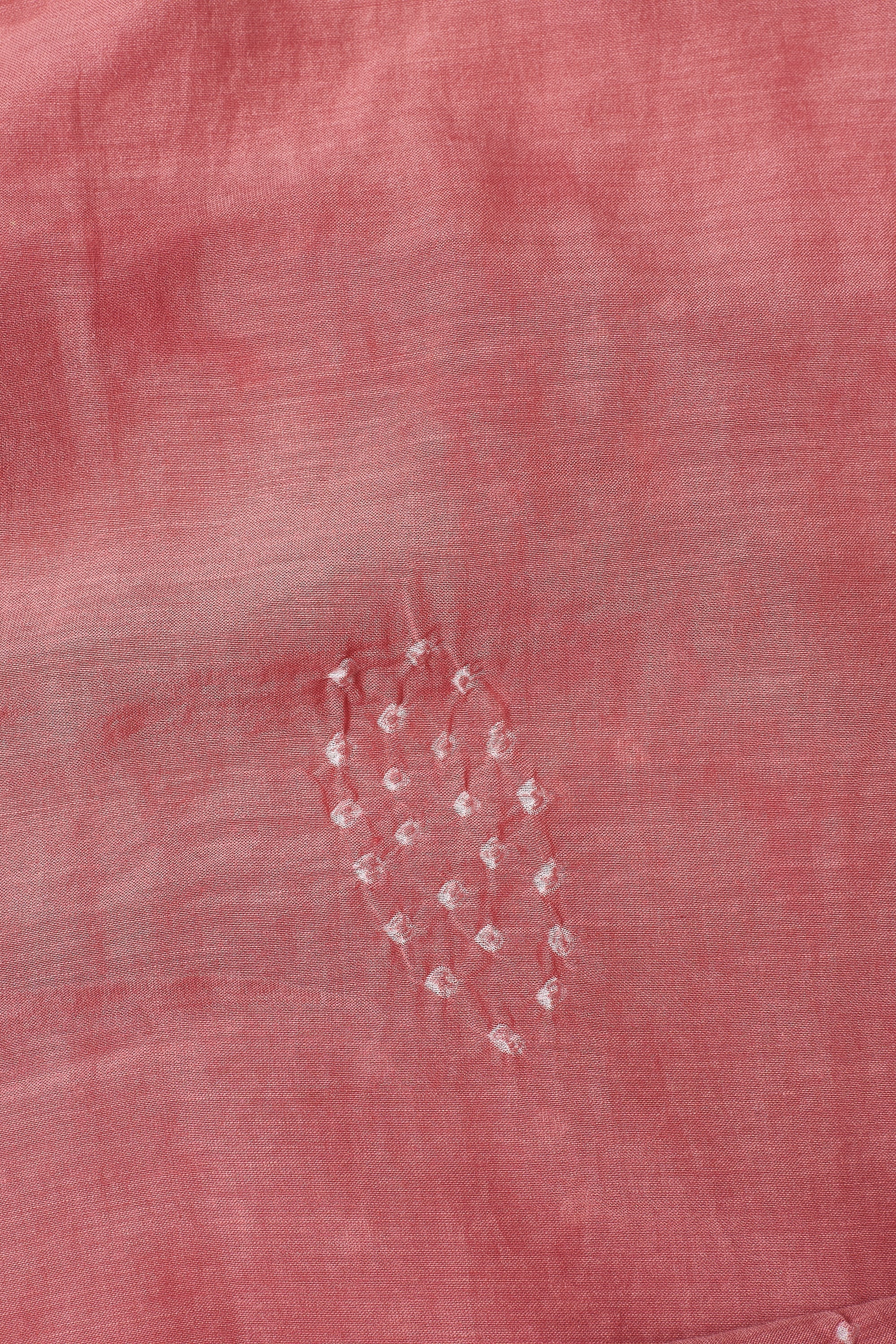 PINK WOOD SILK WITH BANDHANI SCARF
