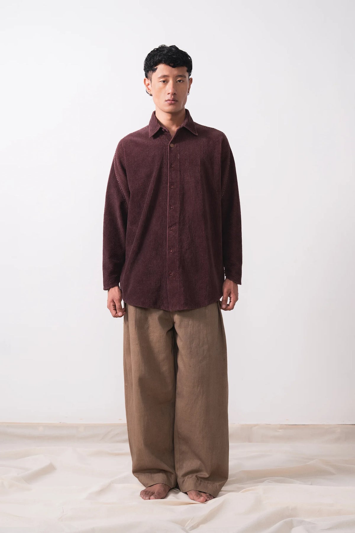 Button Down Shirt in Purple Red