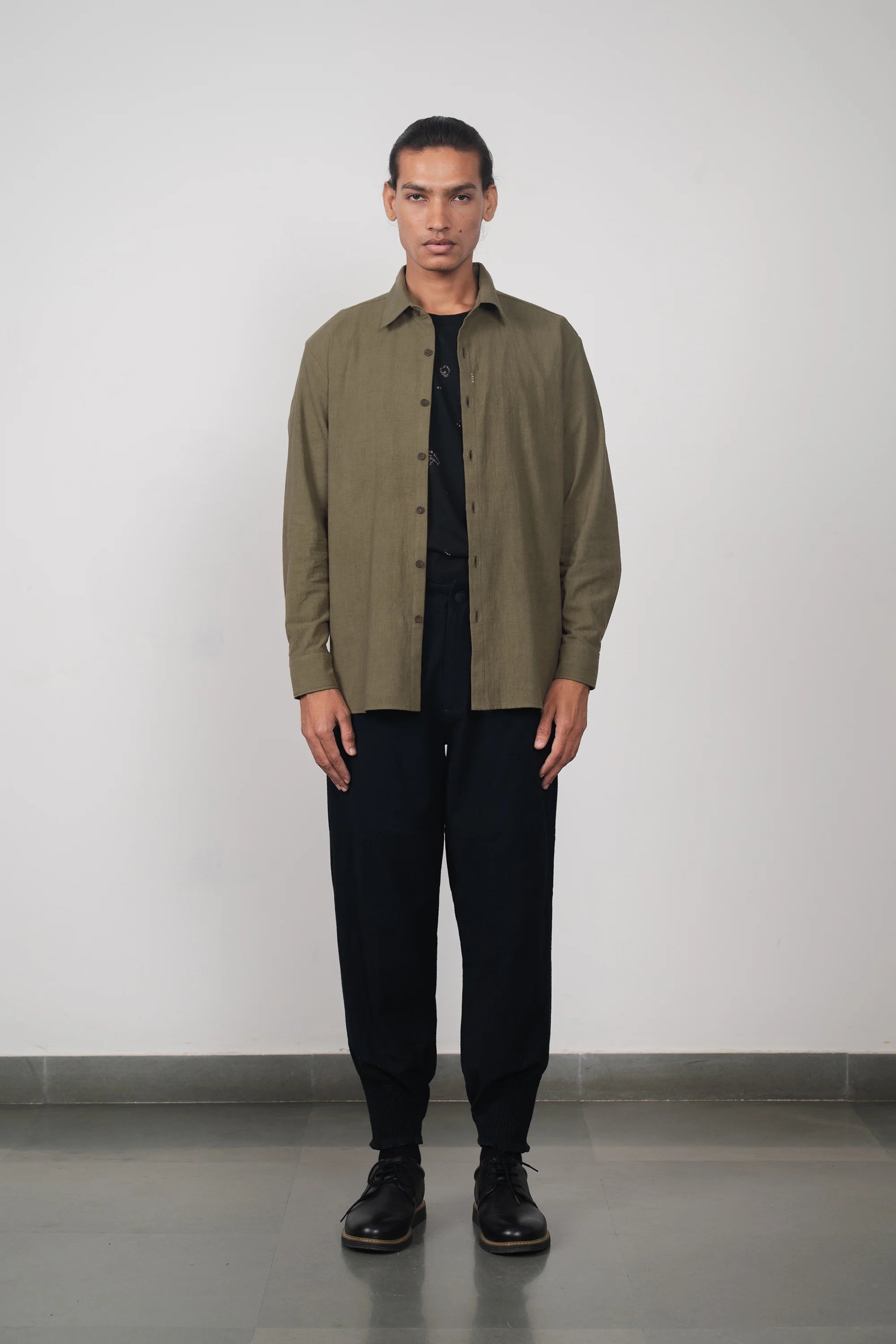 Relaxed Fit Khakhi Green Shirt
