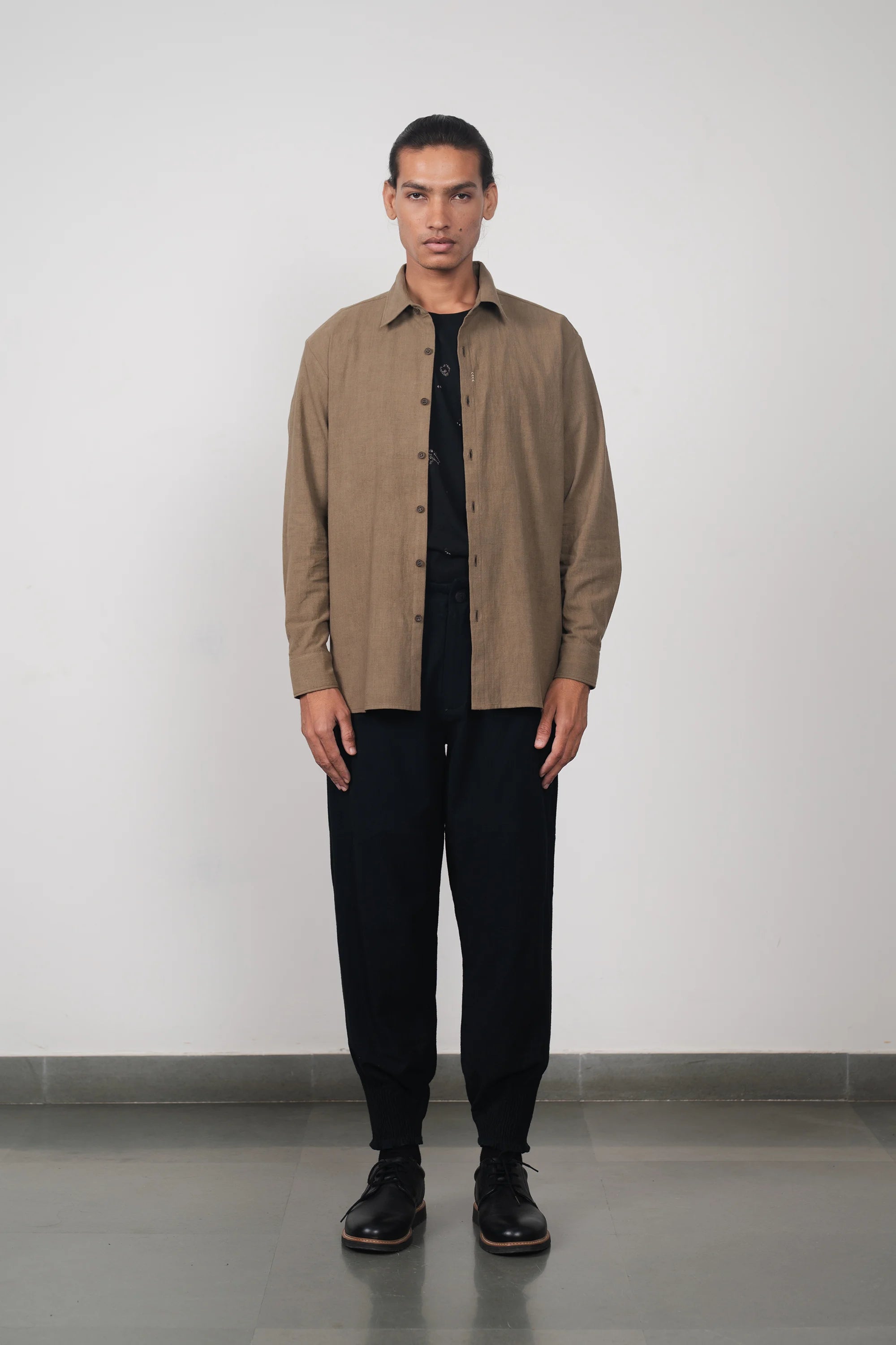 Relaxed Fit Khakhi Green Shirt