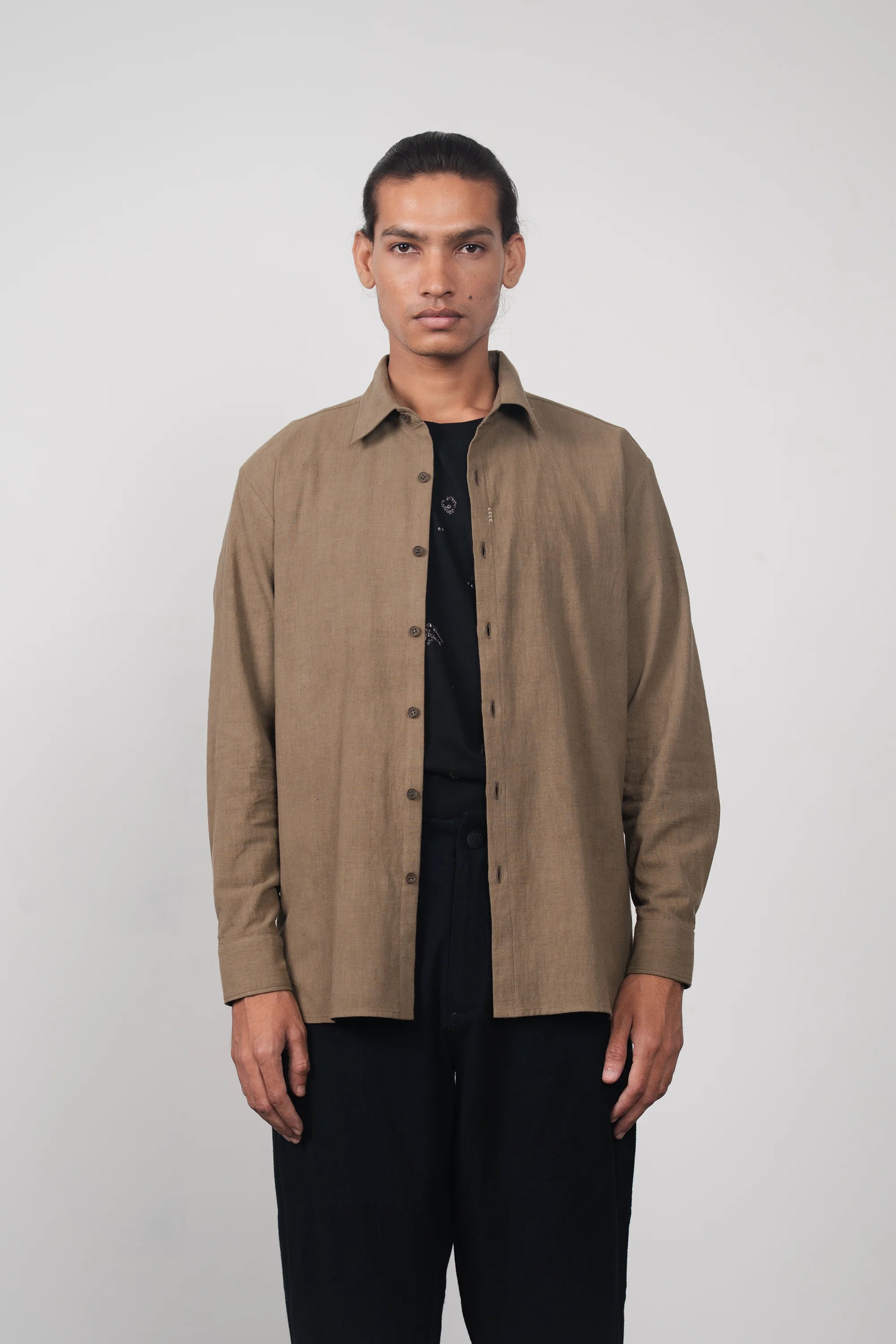 Relaxed Fit Khakhi Green Shirt