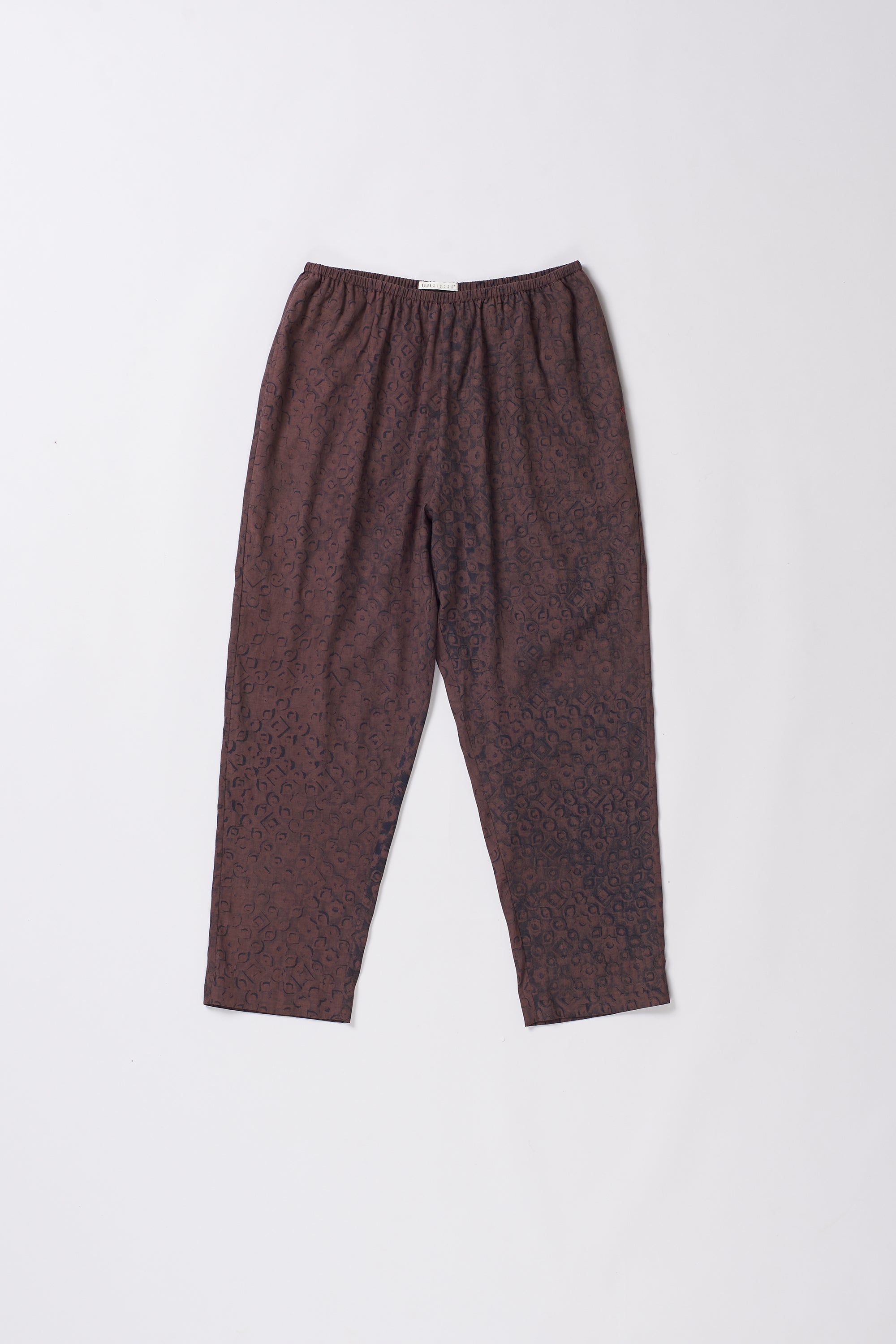 Burnt Umber with Block Print Cotton Silk Trouser