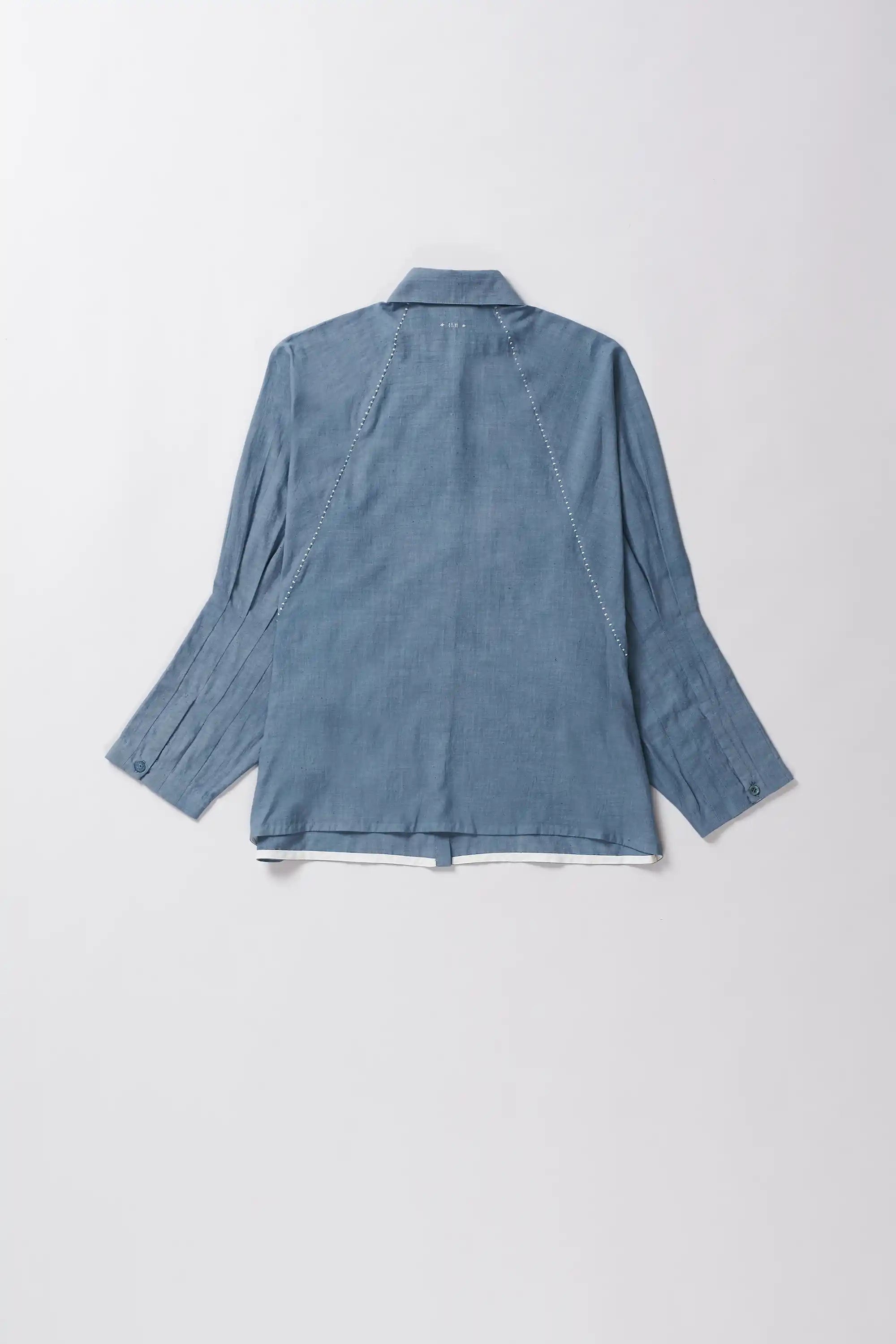 powder blue women shirt with full-sleeves
