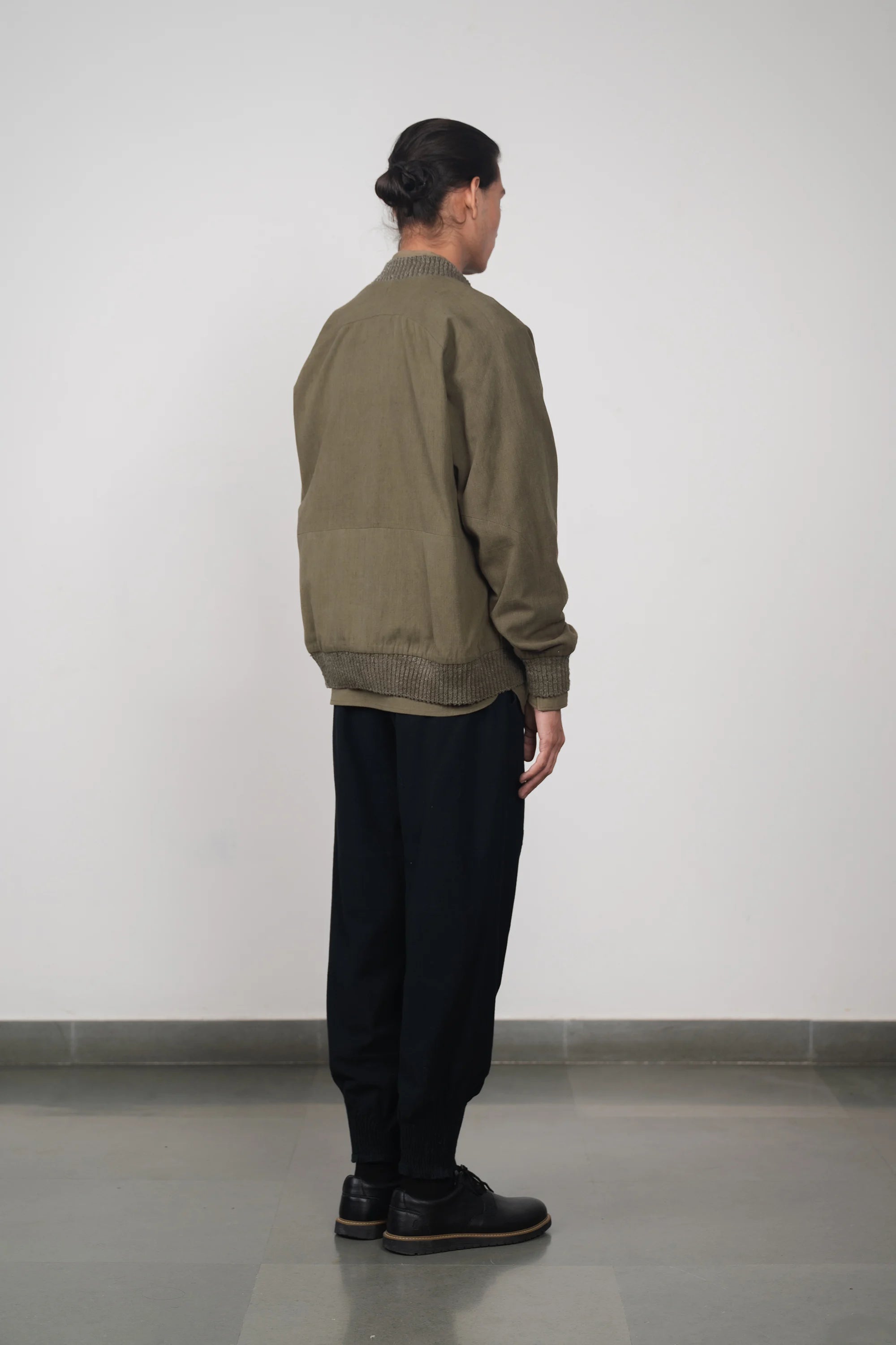 Cropped Khakhi Green Bomber Jacket