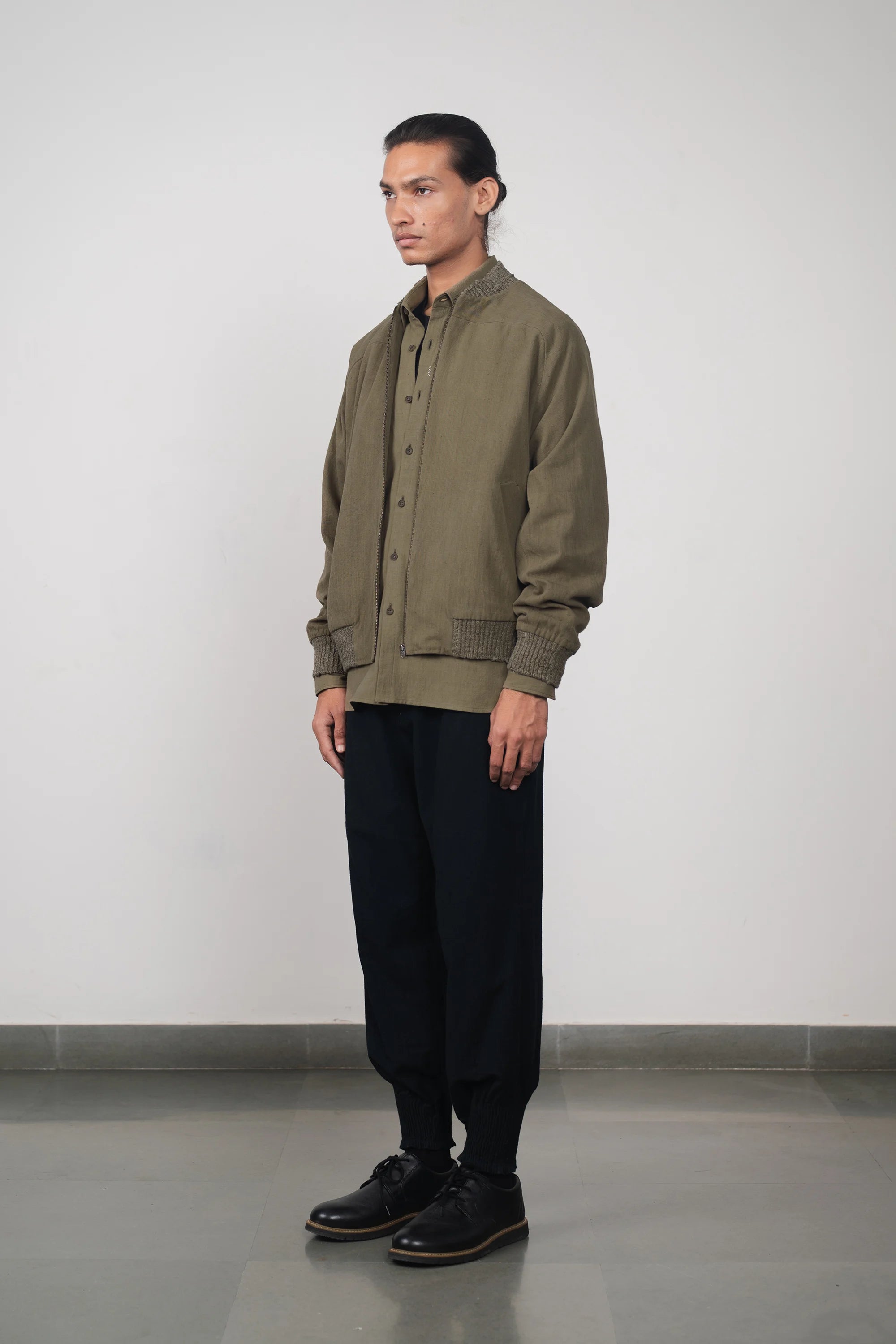Cropped Khakhi Green Bomber Jacket