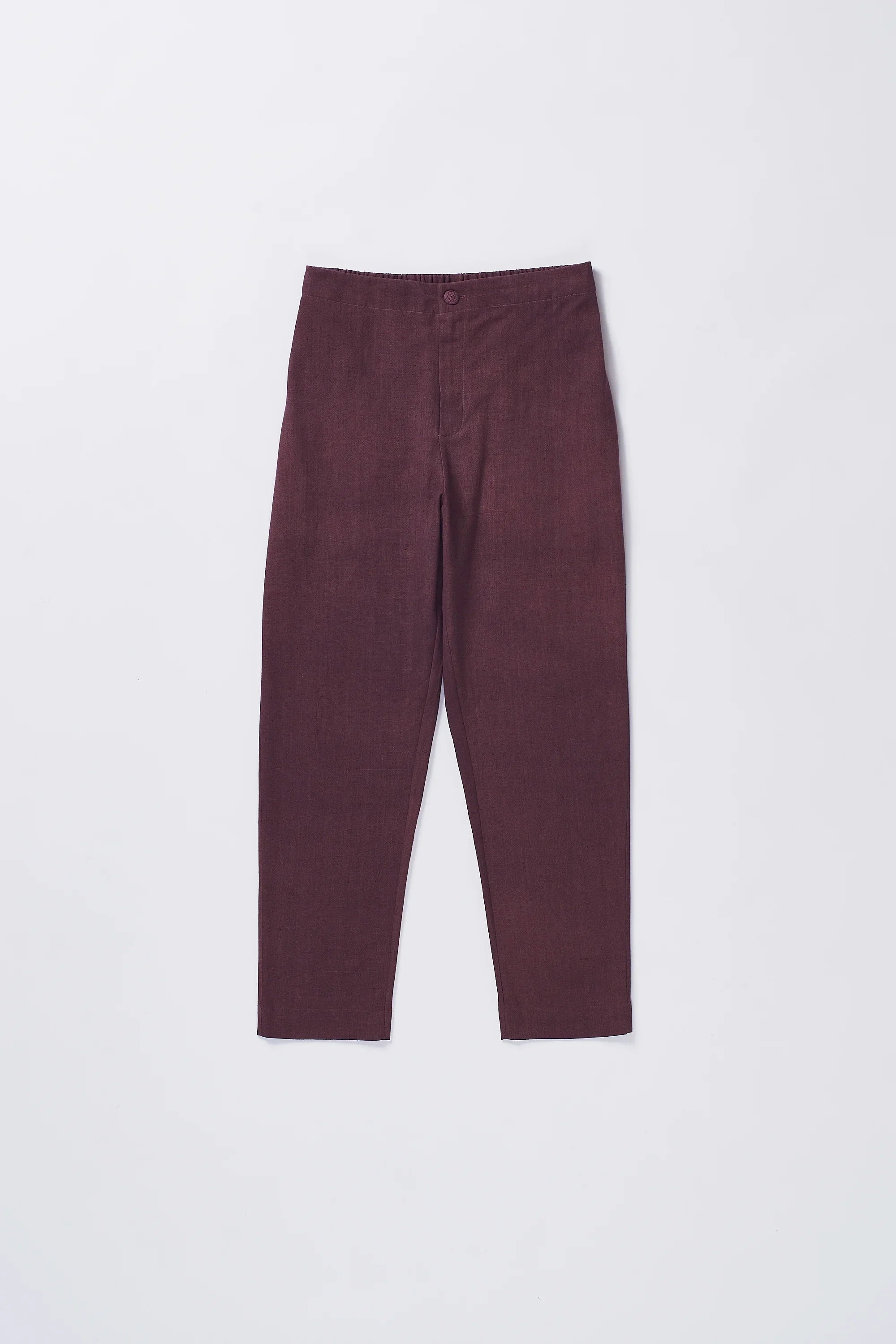 TAPERED FIT TROUSERS IN PURPLE RED