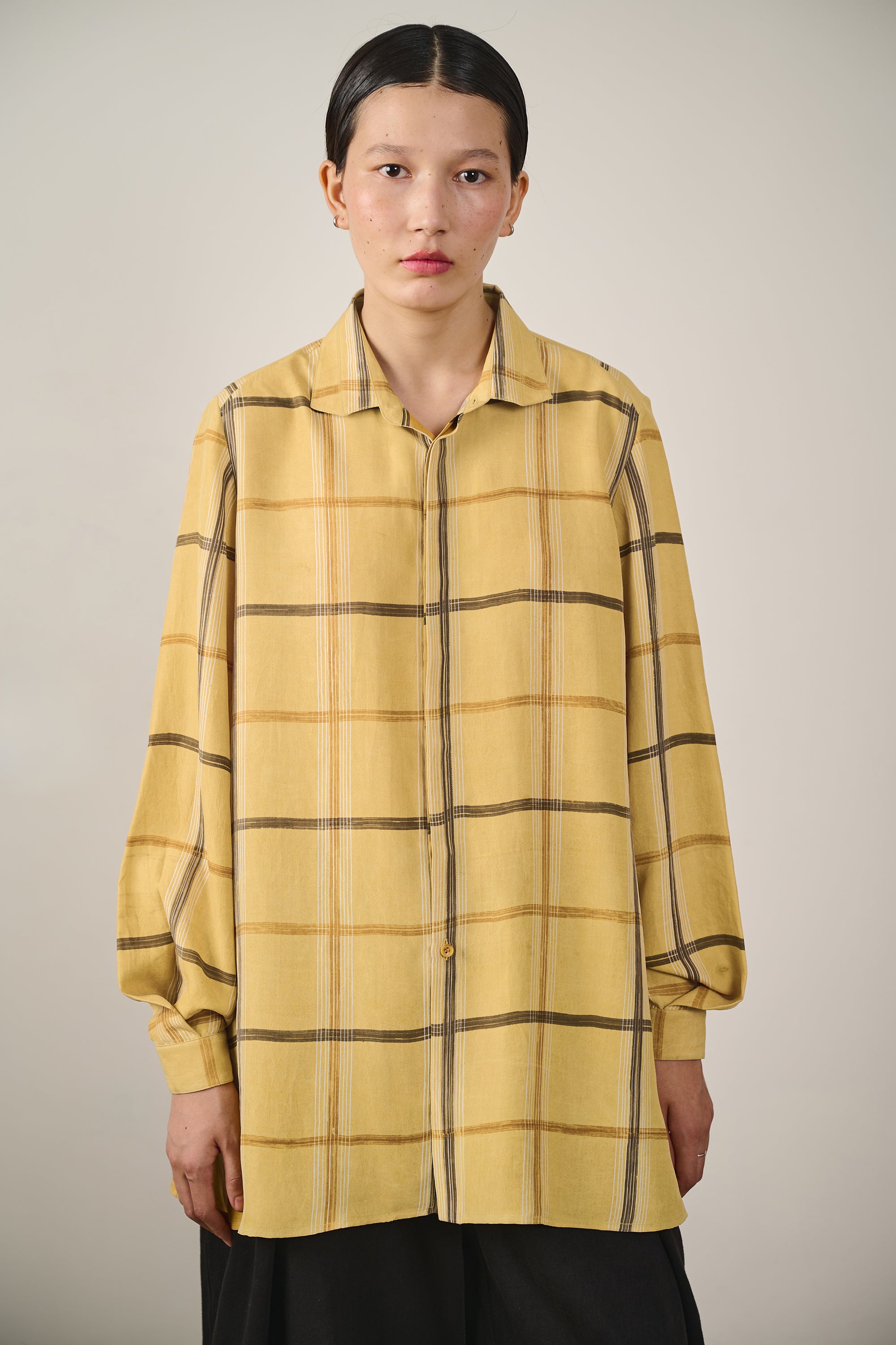SILK CONCEALED PLACKET SHIRT