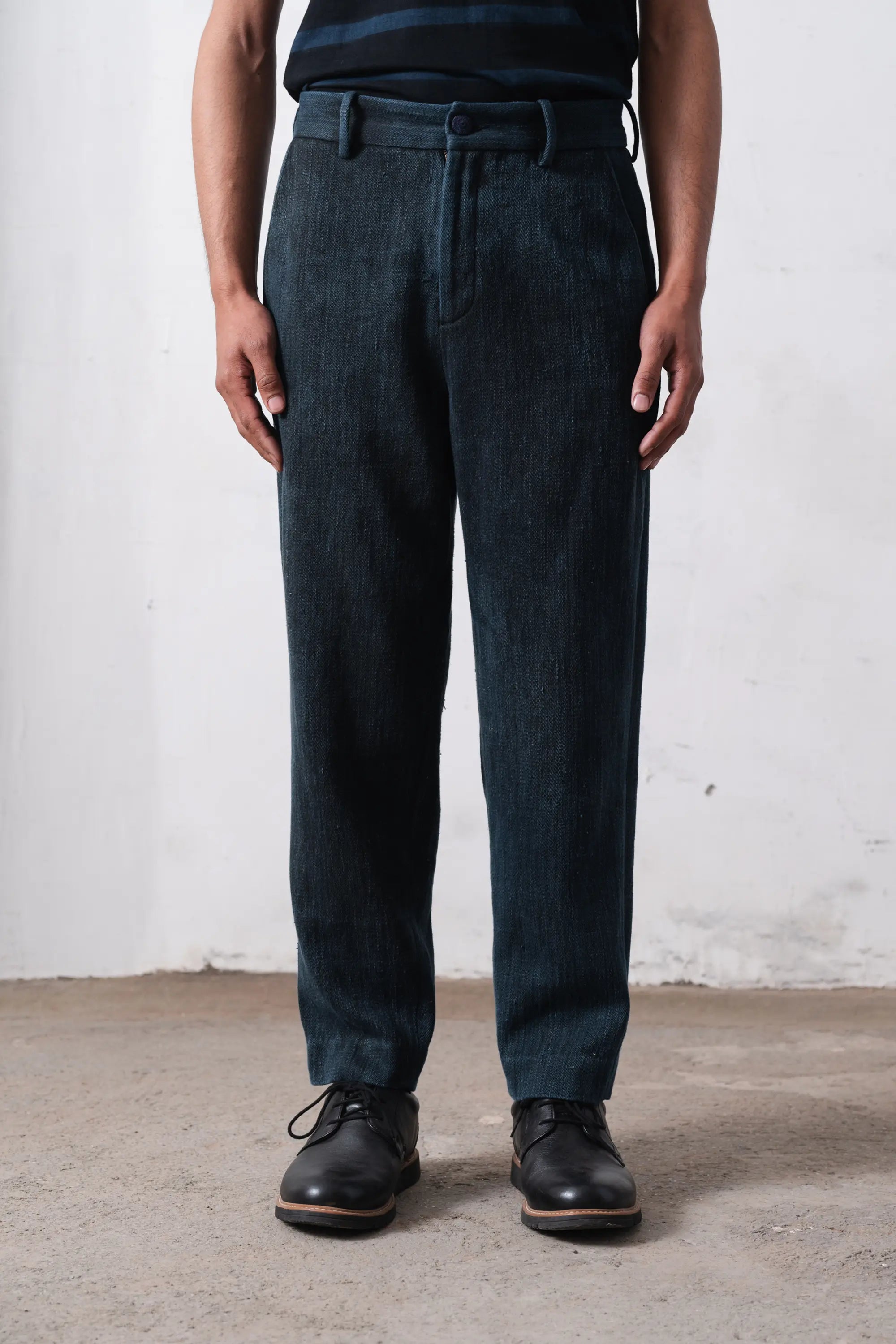Midnight Indigo Washed Effect Denim Trousers