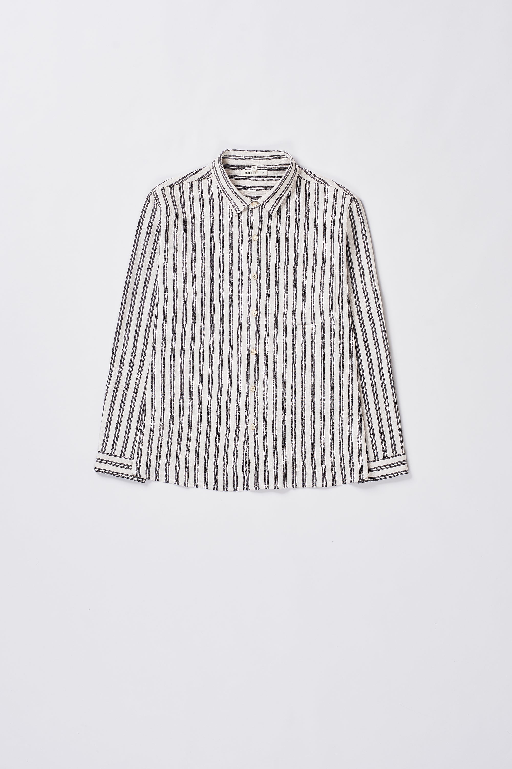 CHARCOAL BASIC STRIPE COTTON SHIRT