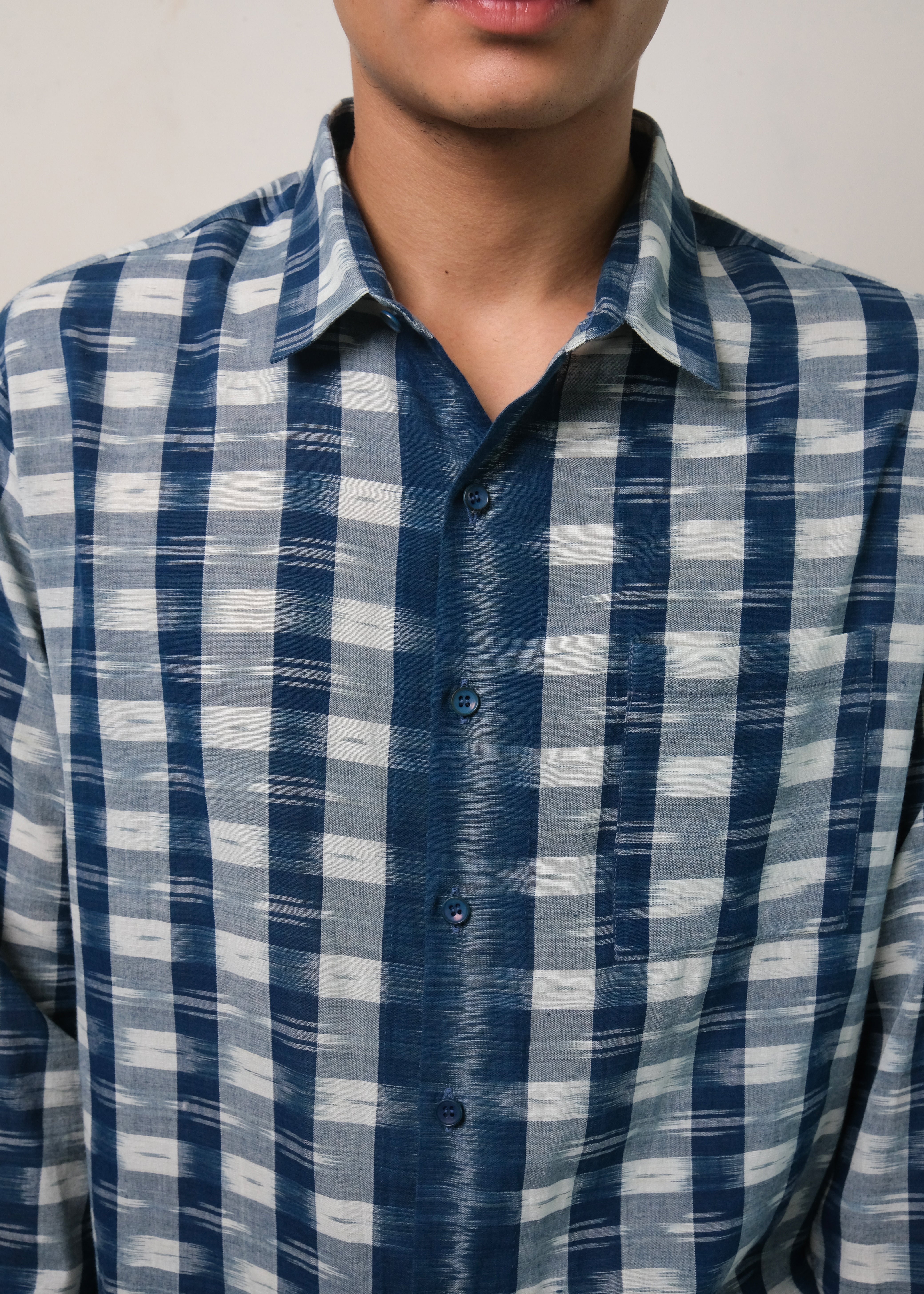 INDIGO STRIPES COTTON SHIRT