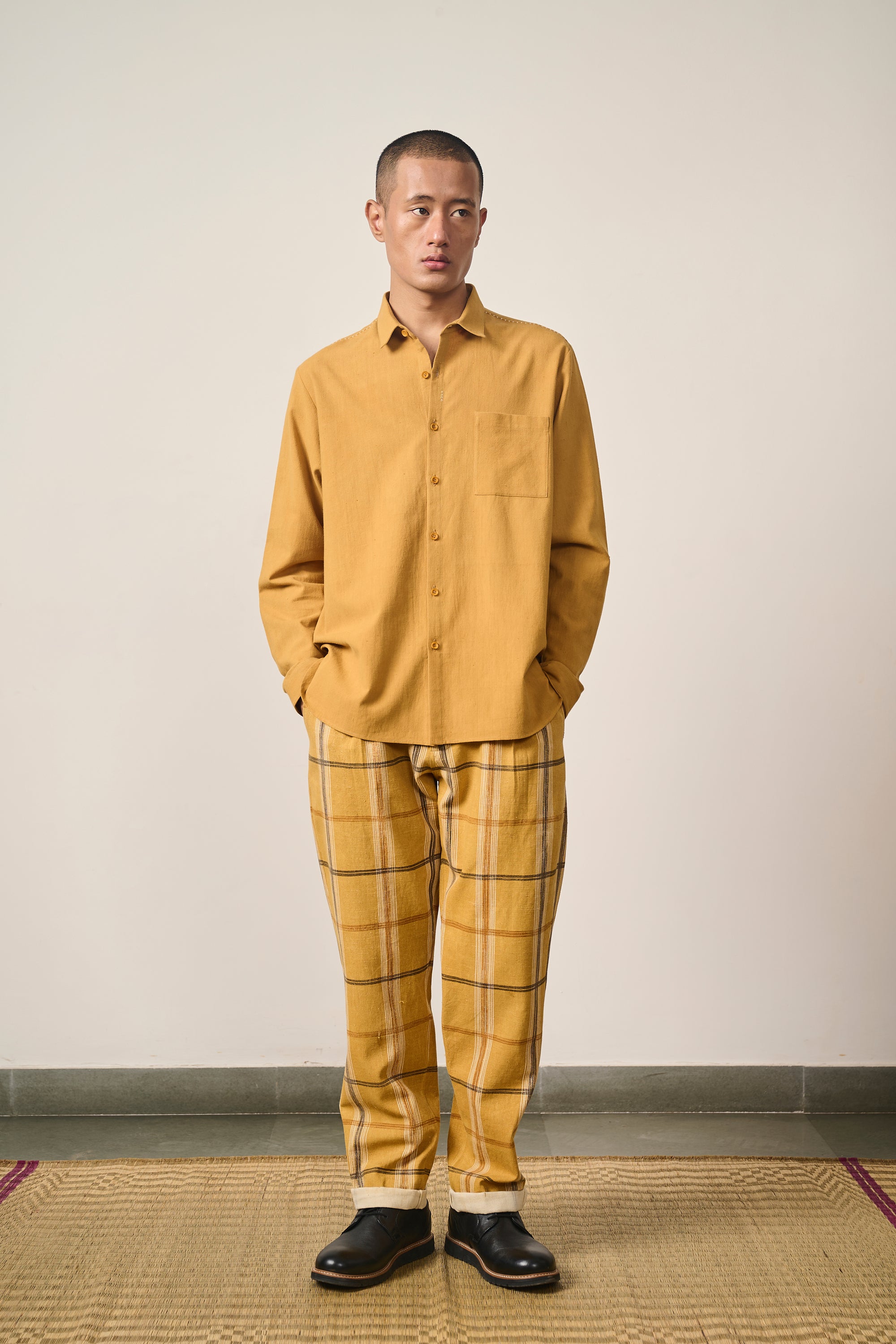 MUSTARD YELLOW COTTON UNISEX SHIRT