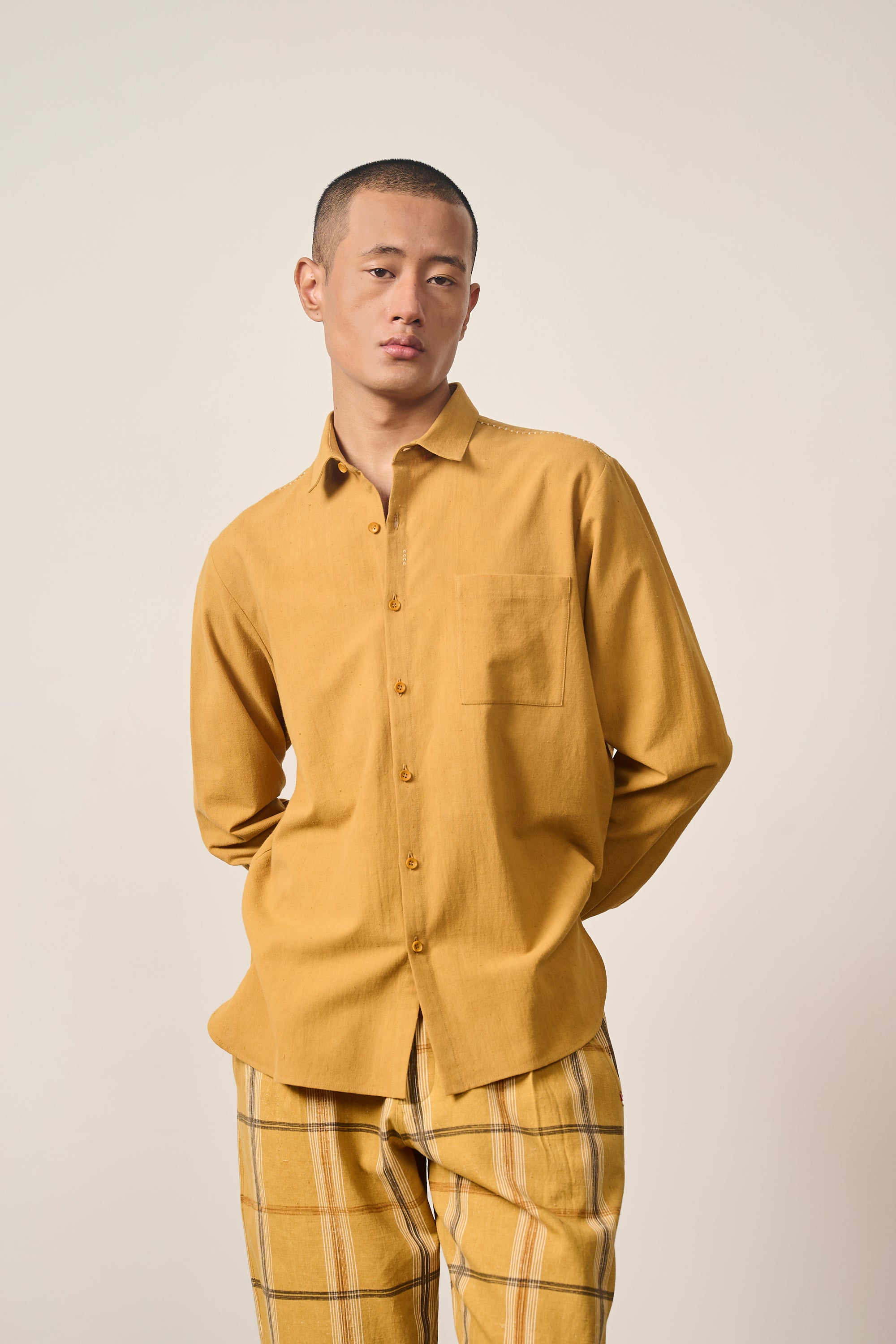 MUSTARD YELLOW COTTON UNISEX SHIRT