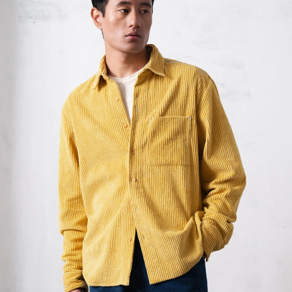 Ochre Yellow Corduroy Shirt