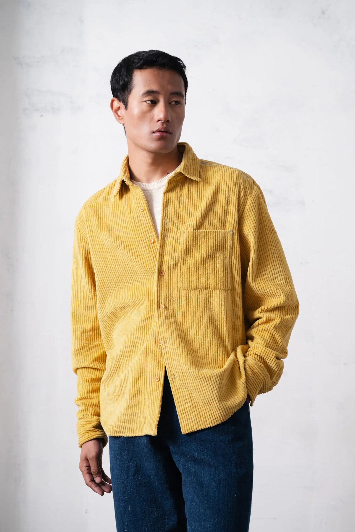 Ochre Yellow Corduroy Shirt
