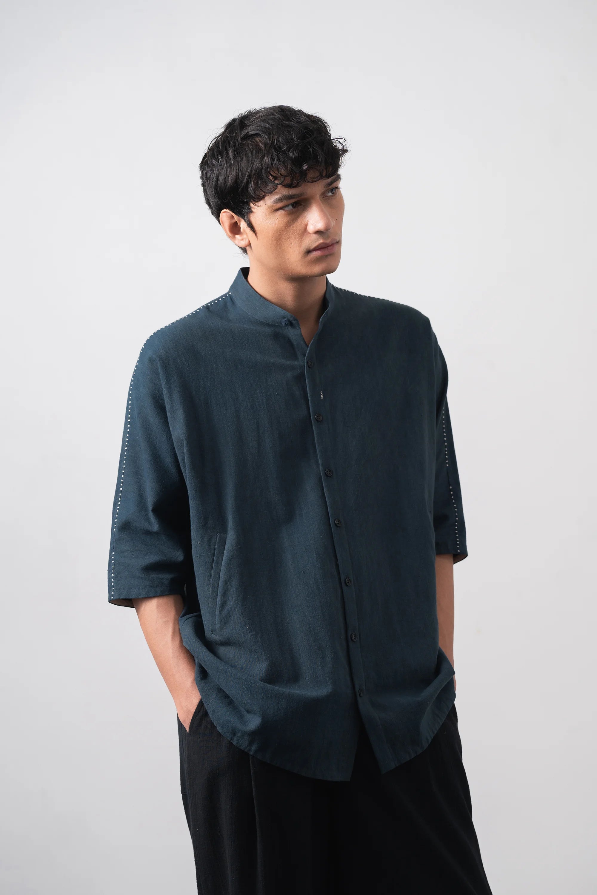 Black Indigo Cotton Macca Shirt