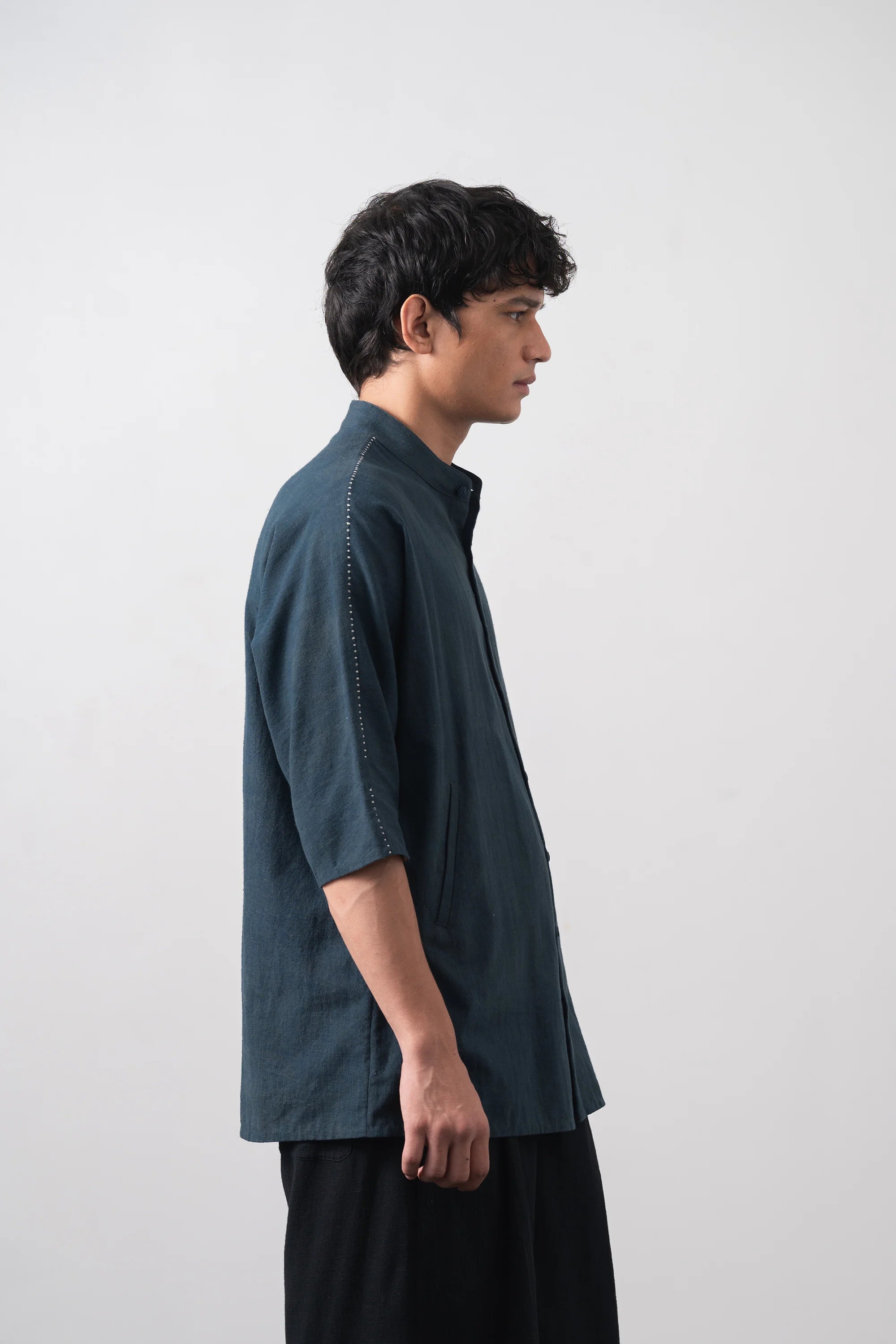 Black Indigo Cotton Macca Shirt