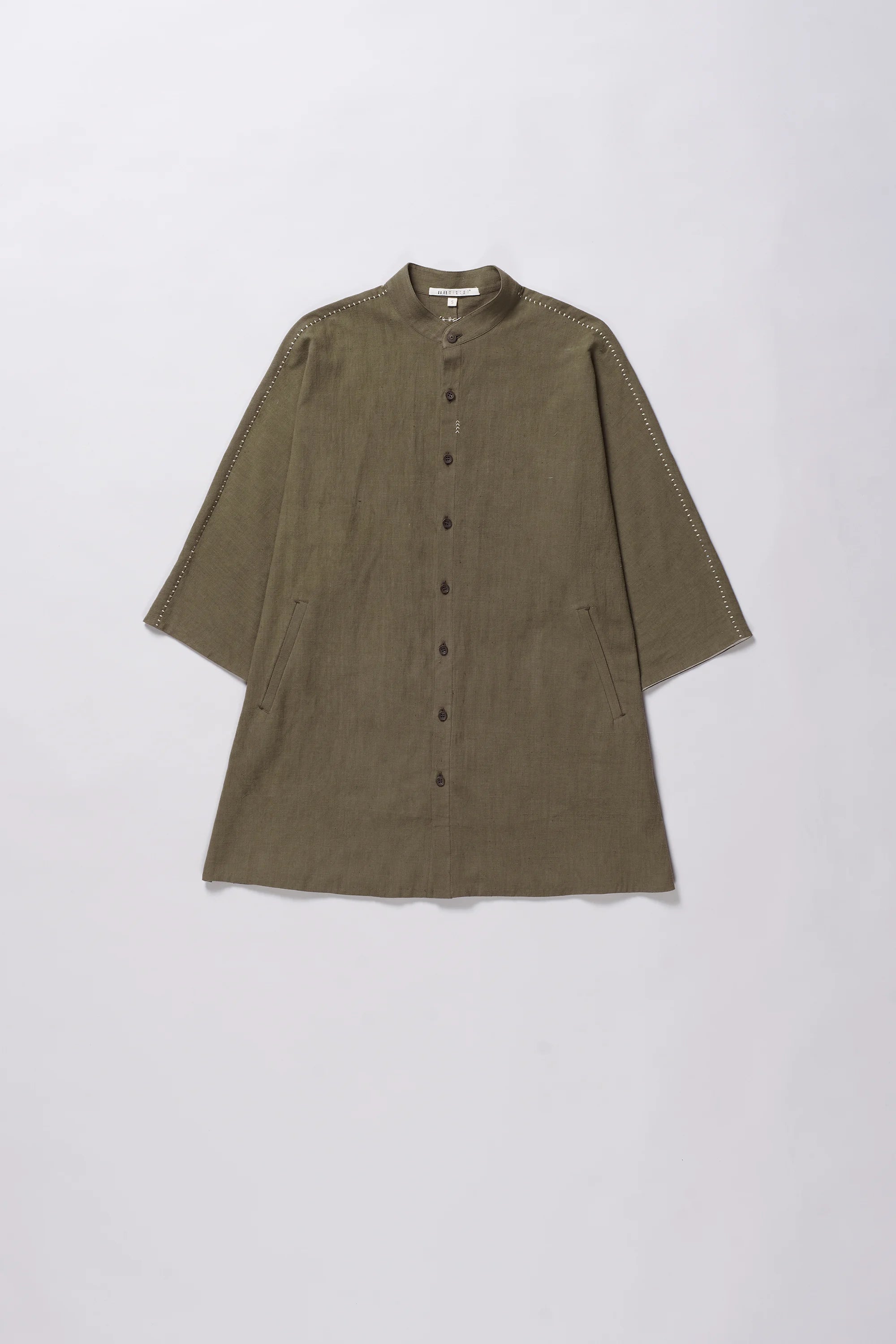KHAKHI GREEN KIMONO SLEEVE SHIRT