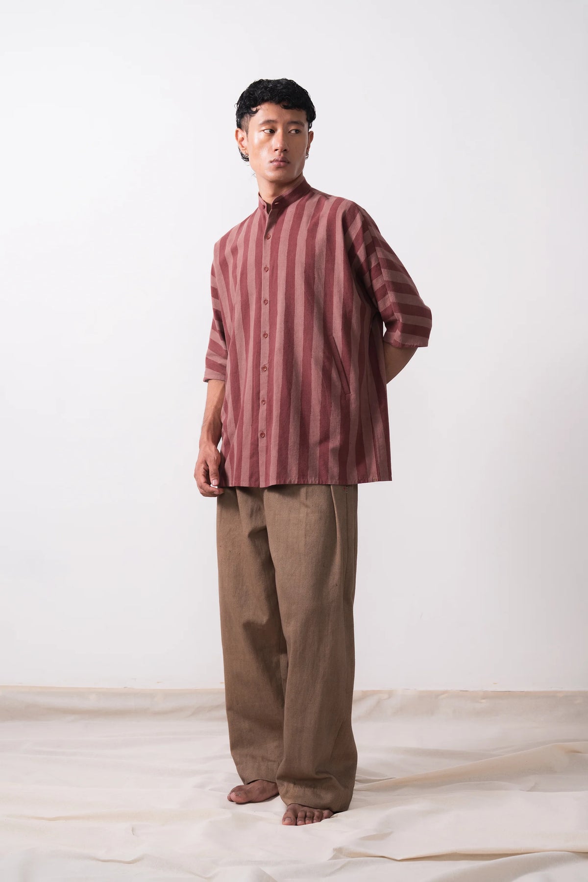 Striped Macca Shirt in Dusky Mauve